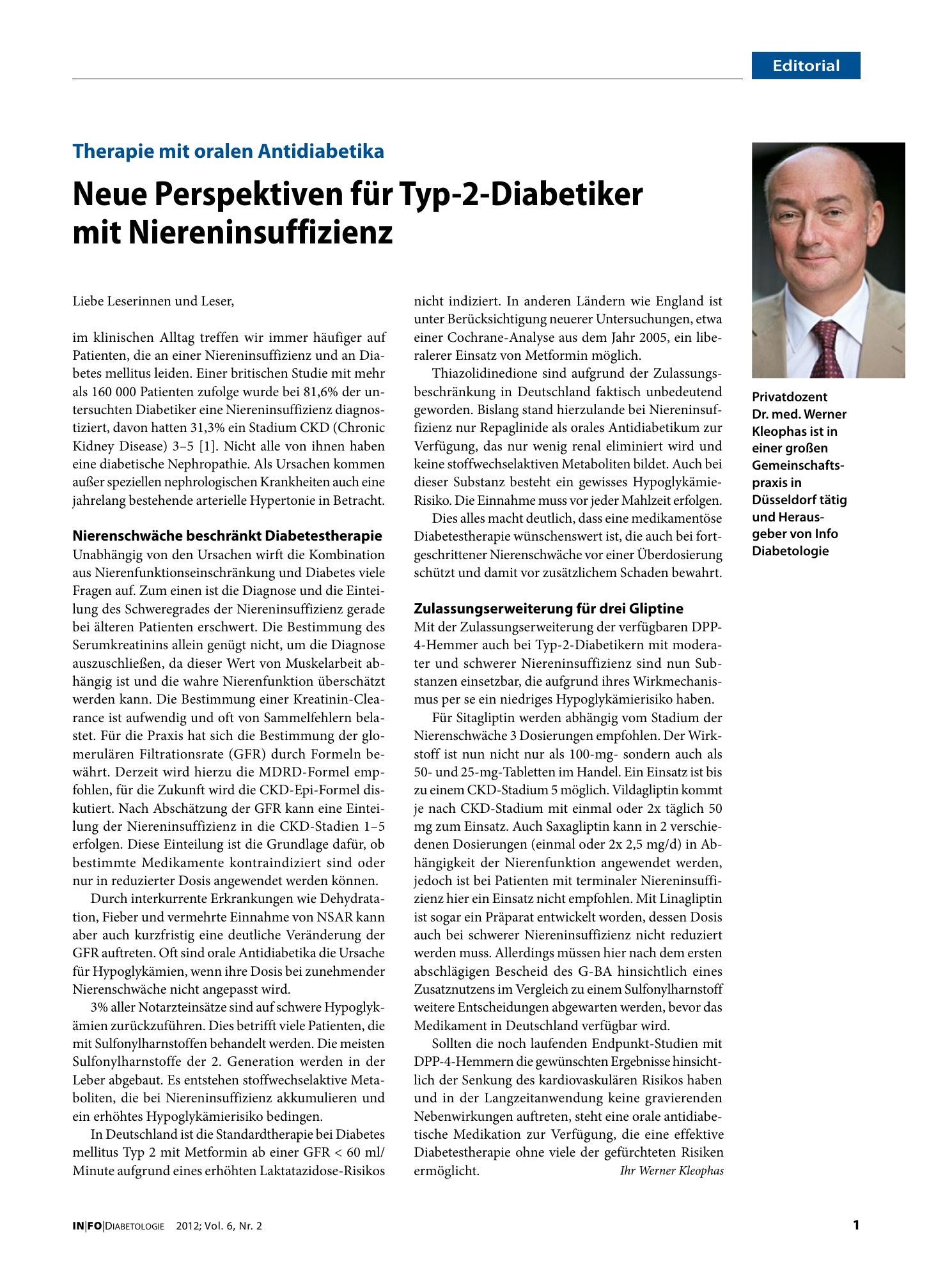Vorschauseite 1: Neue Perspektiven für Typ-2-Diabetiker mit Niereninsuffizienz