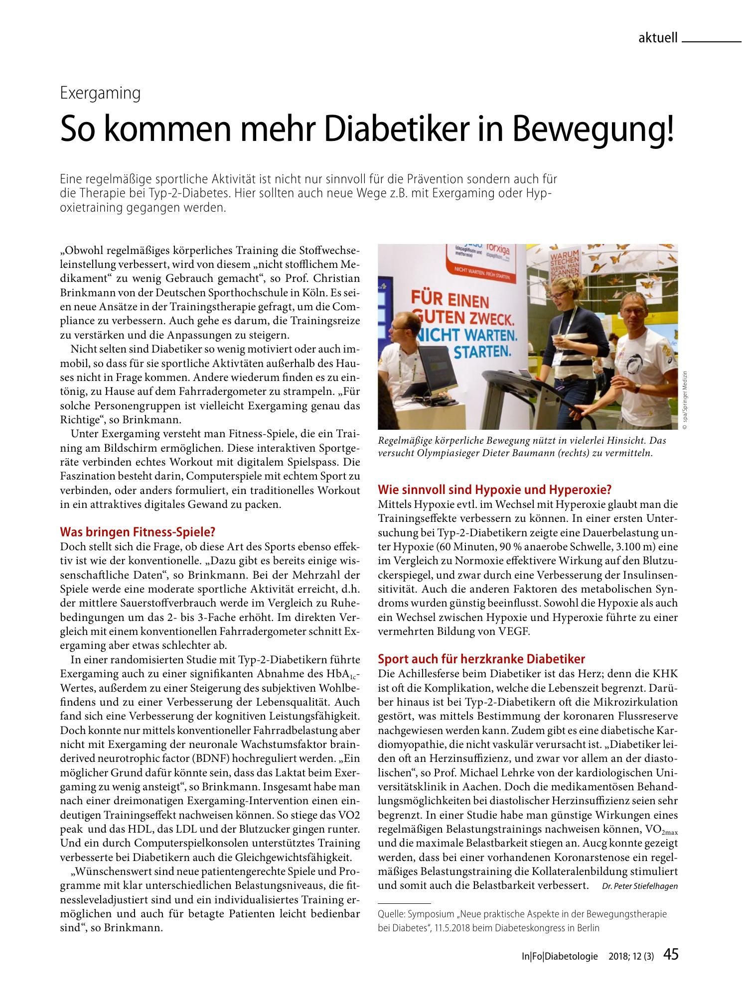 Vorschauseite 1: So kommen mehr Diabetiker in Bewegung!