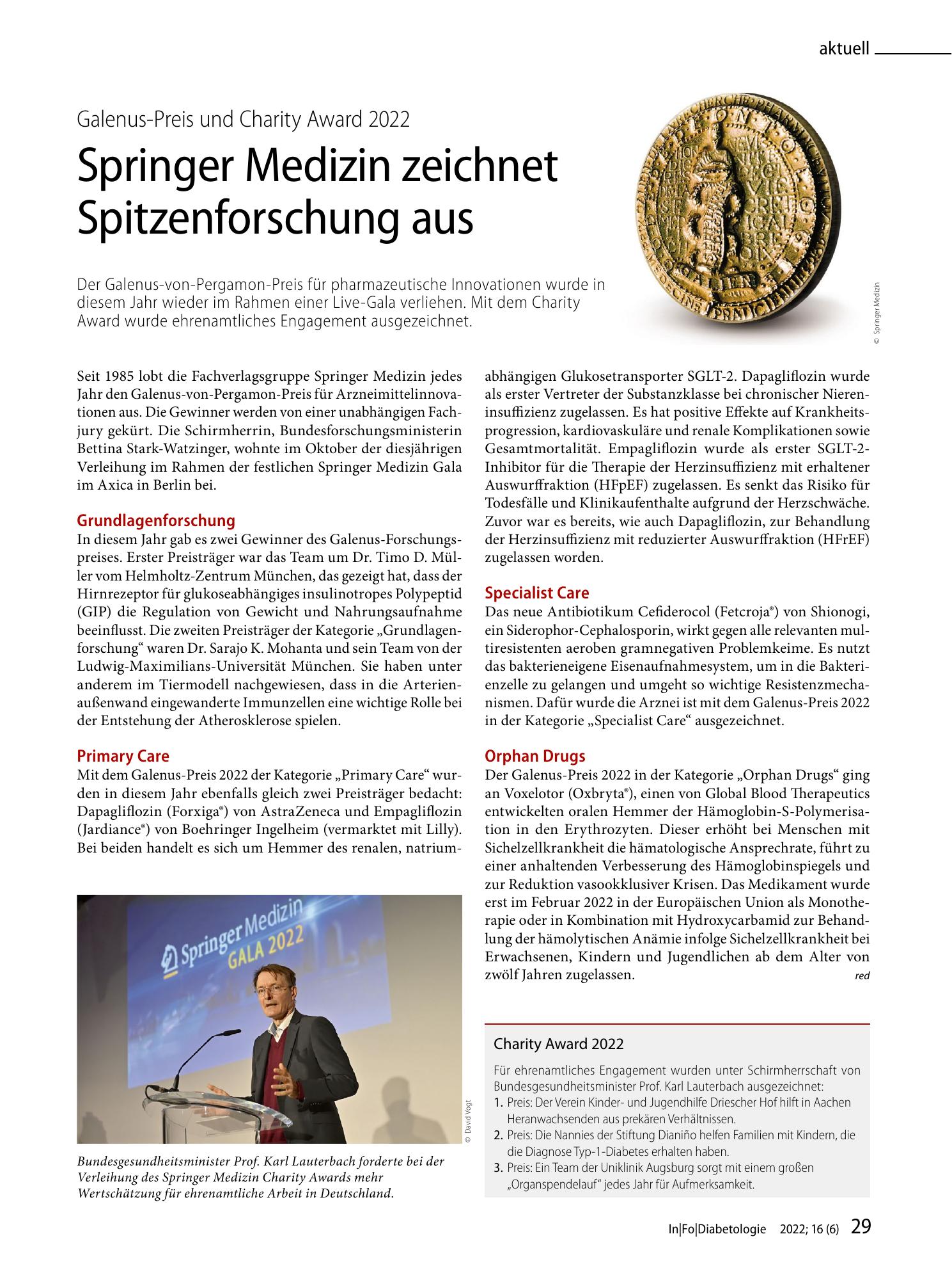 Vorschauseite 1: Springer Medizin zeichnet Spitzenforschung aus