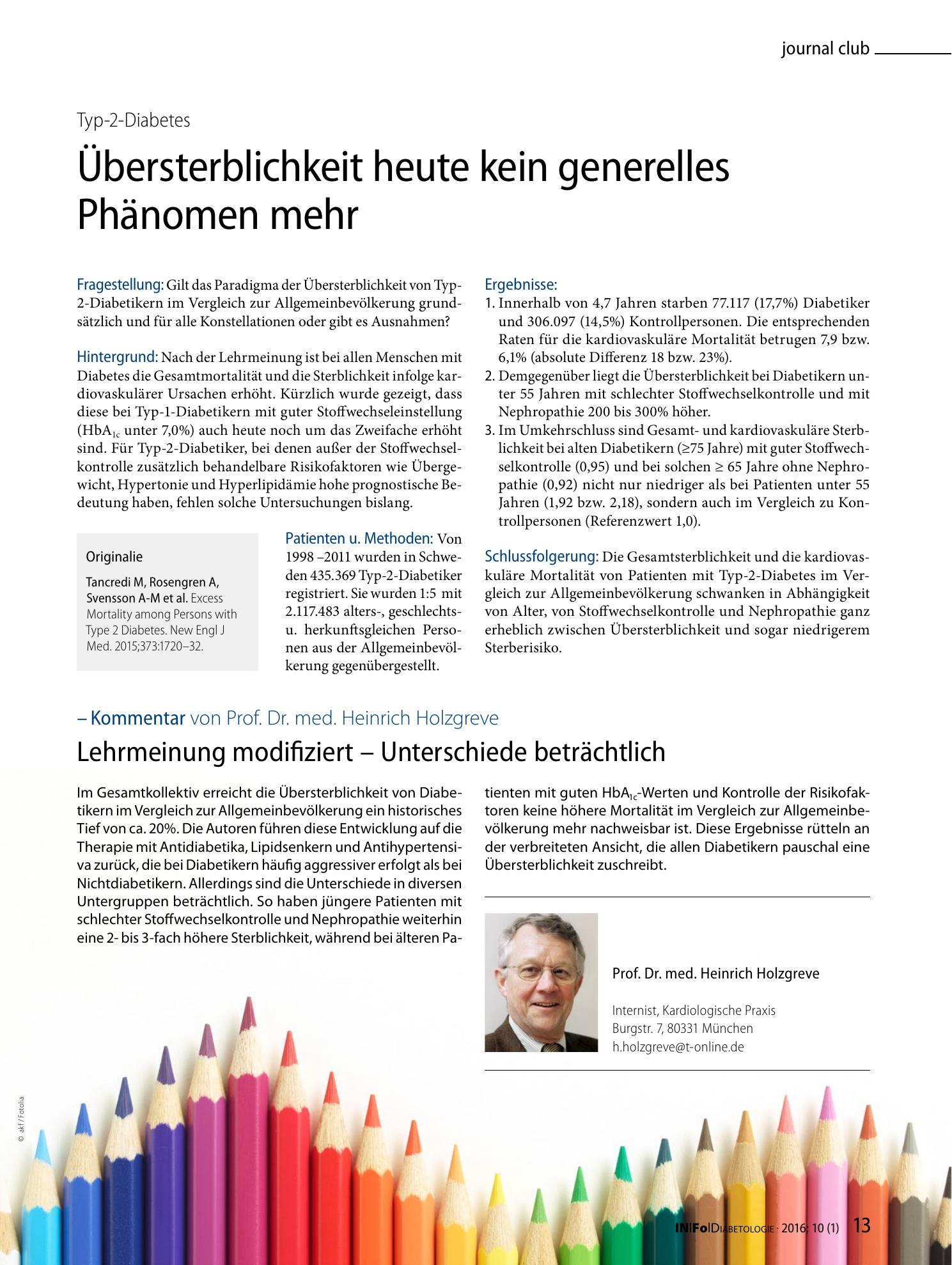Vorschauseite 1: Übersterblichkeit heute kein generelles Phänomen mehr