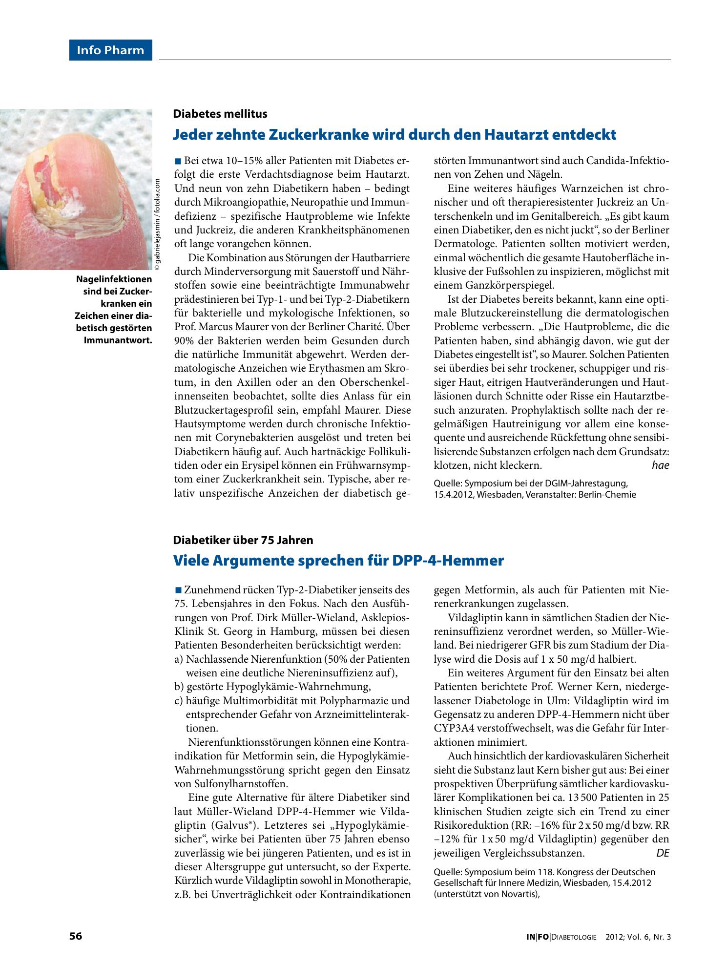 Vorschauseite 1: Jeder zehnte Zuckerkranke wird durch den Hautarzt entdeckt