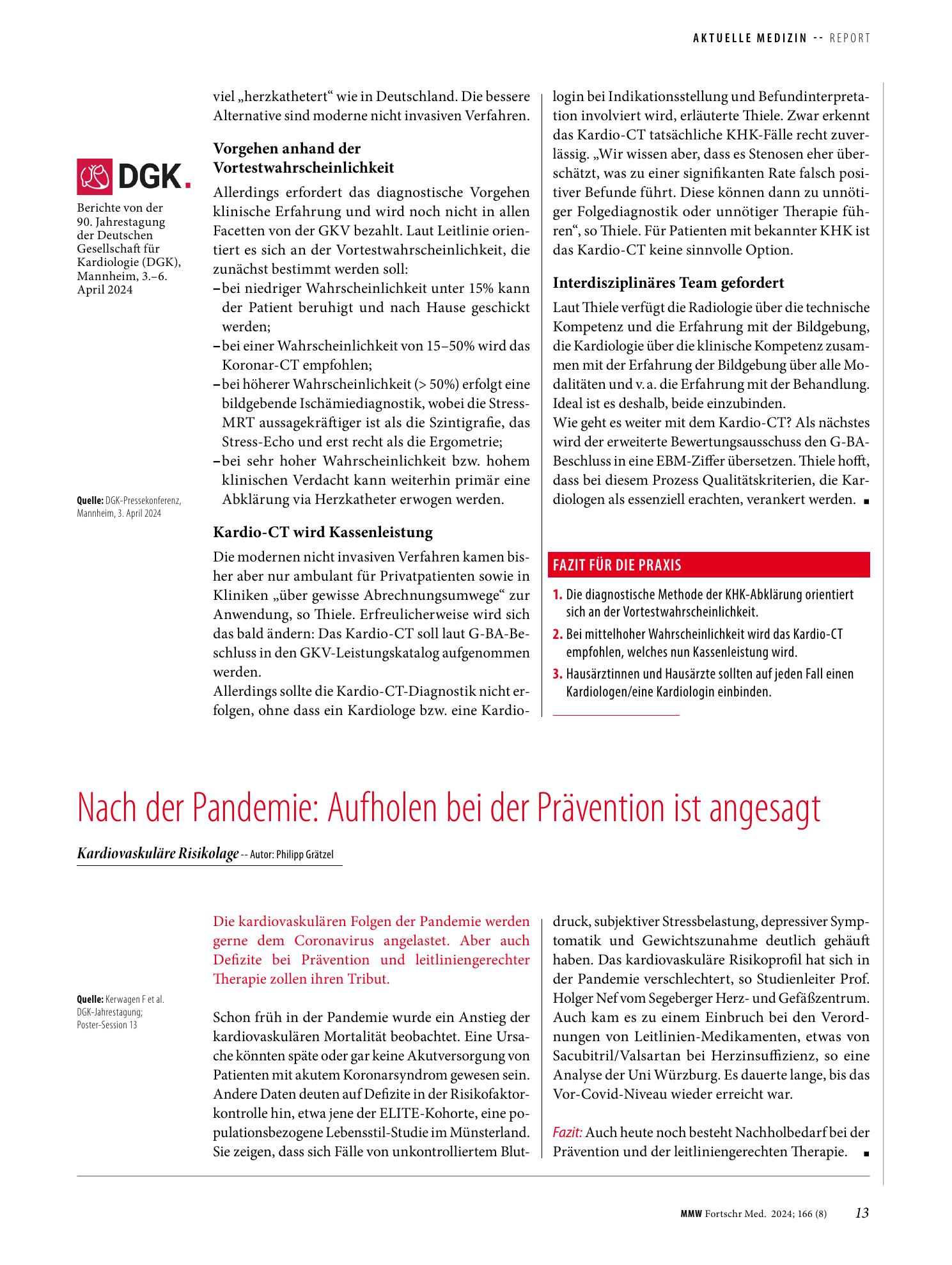 Vorschauseite 1: Nach der Pandemie: Aufholen bei der Prävention ist angesagt