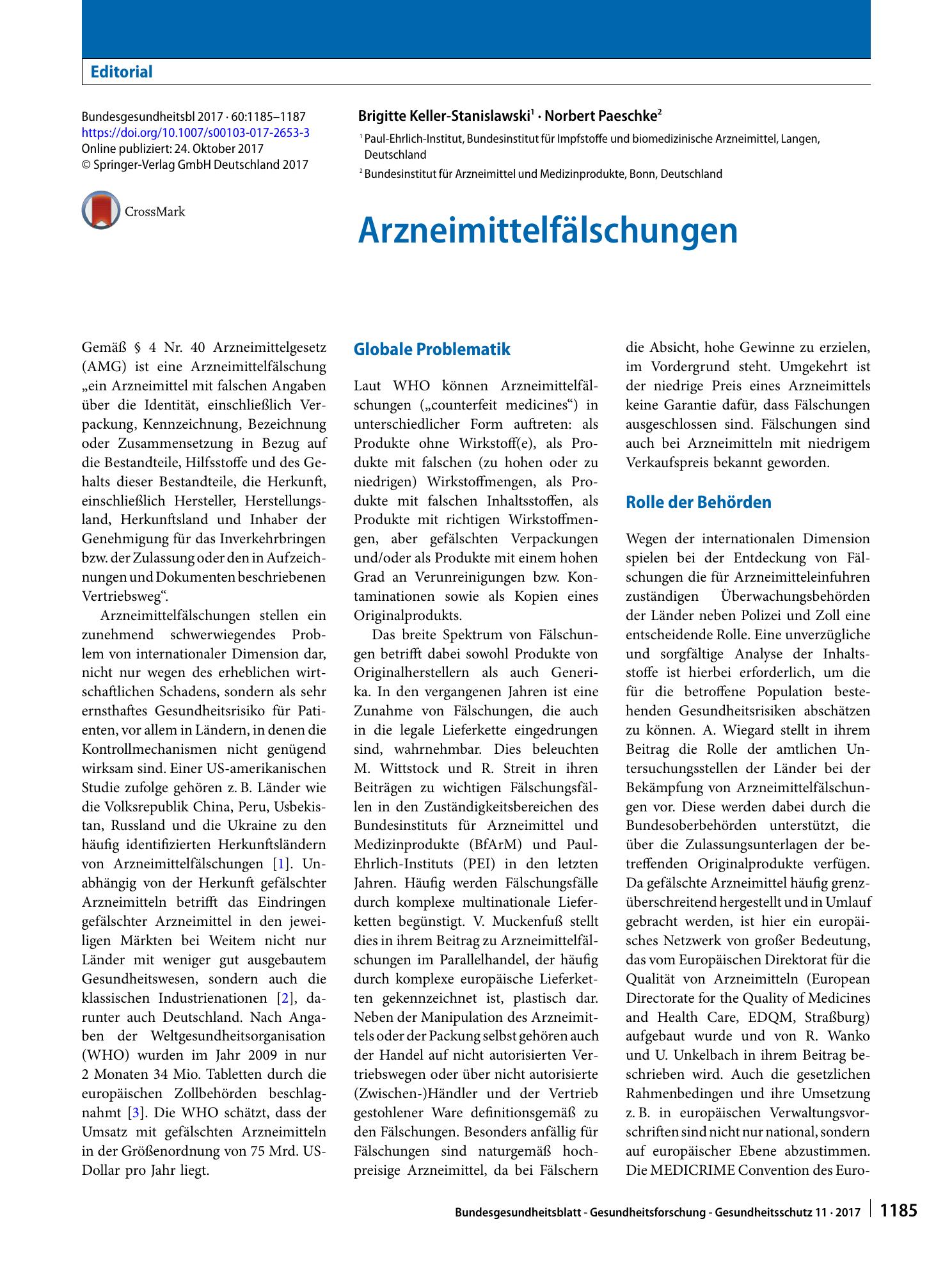 Vorschauseite 1: Arzneimittelfälschungen