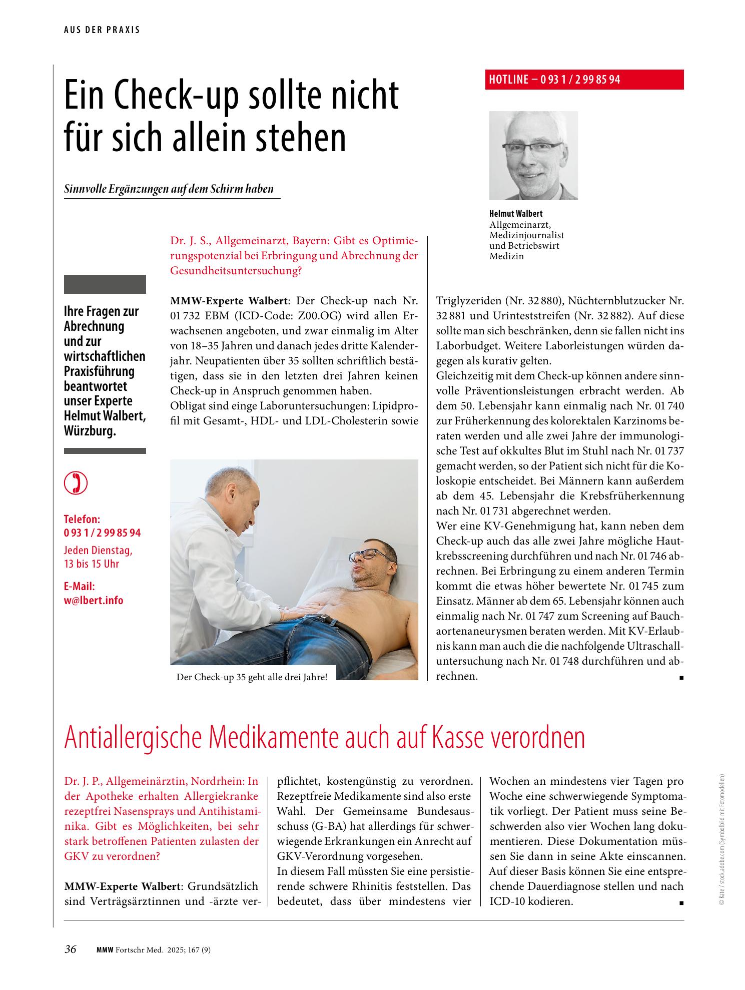 Vorschauseite 1: Ein Check-up sollte nicht für sich allein stehen