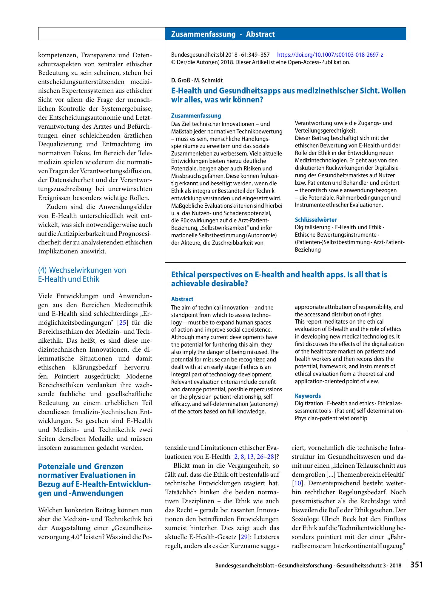Vorschauseite 3: E-Health und Gesundheitsapps aus medizinethischer Sicht
