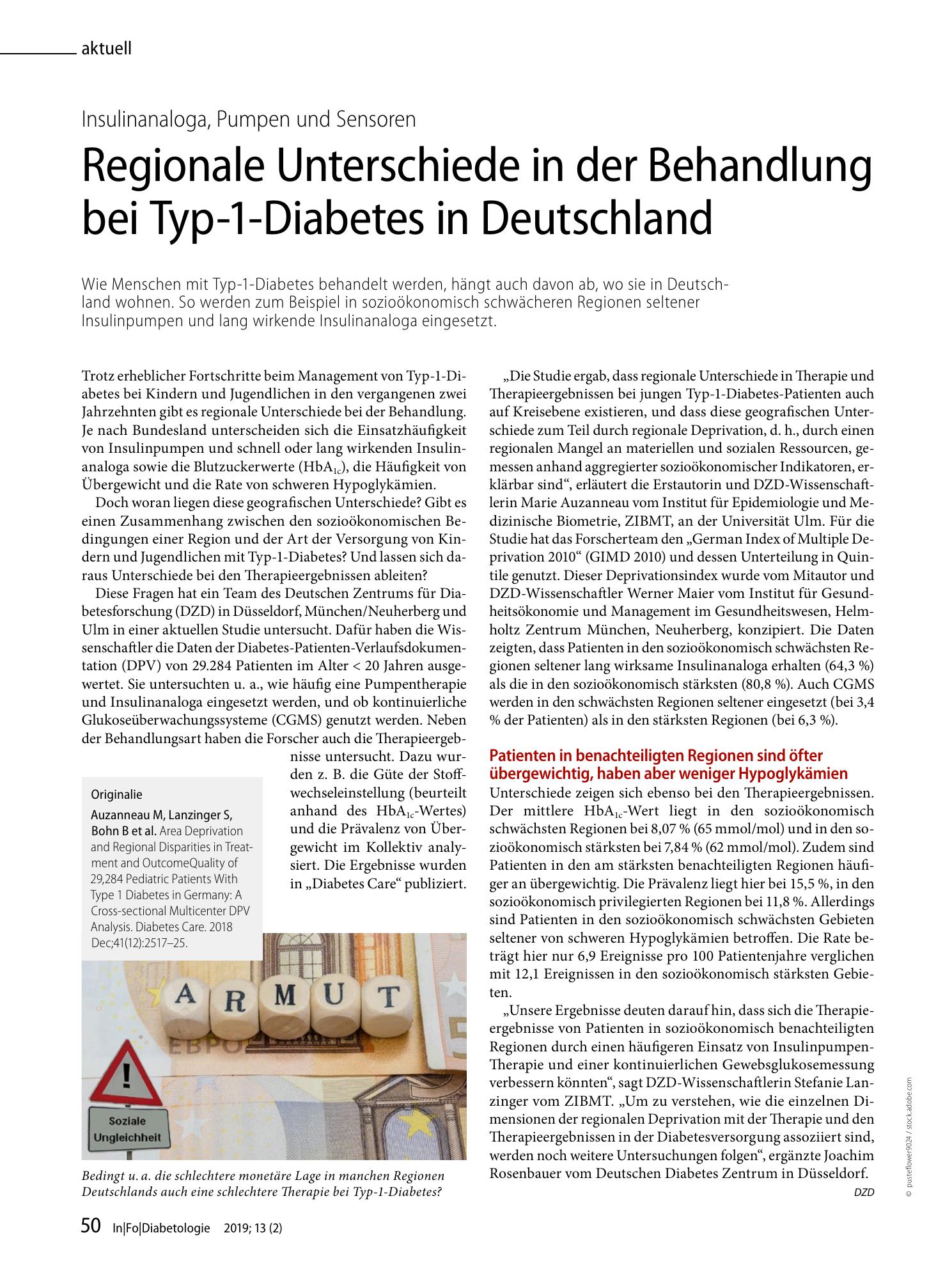Vorschauseite 1: Regionale Unterschiede in der Behandlung bei Typ-1-Diabetes in Deutschland