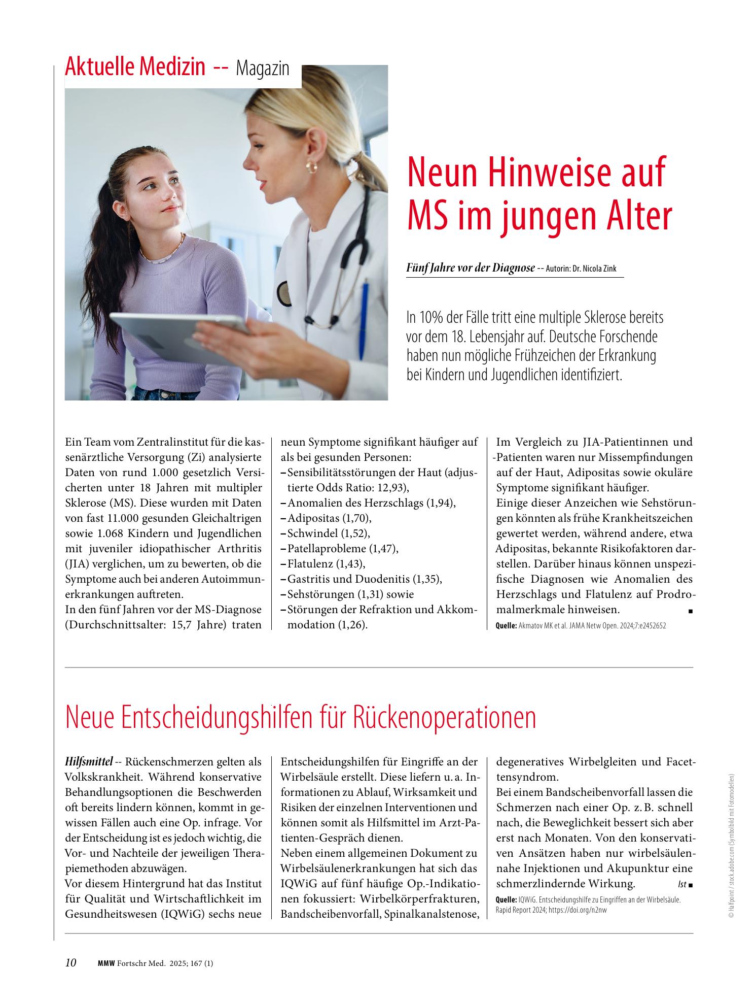 Vorschauseite 1: Neue Entscheidungshilfen für Rückenoperationen