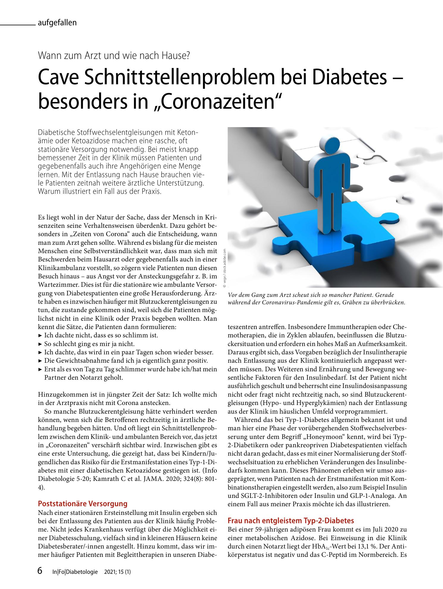 Vorschauseite 1: Cave Schnittstellenproblem bei Diabetes - besonders in