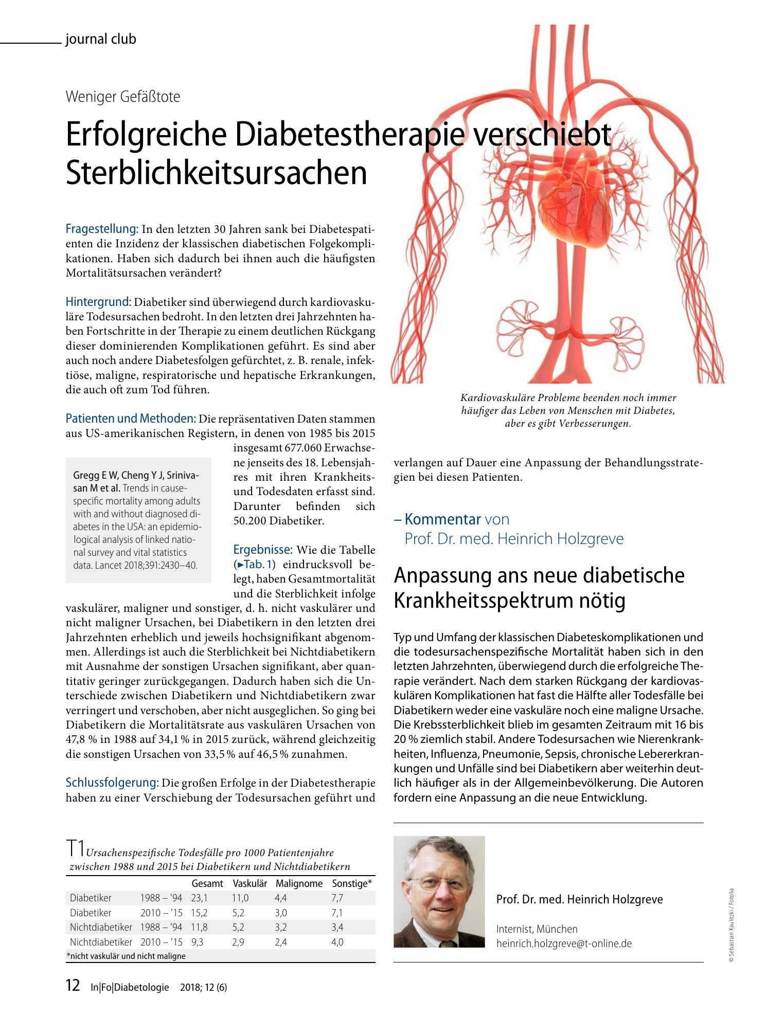 Vorschauseite 1: Erfolgreiche Diabetestherapie verschiebt Sterblichkeitsursachen