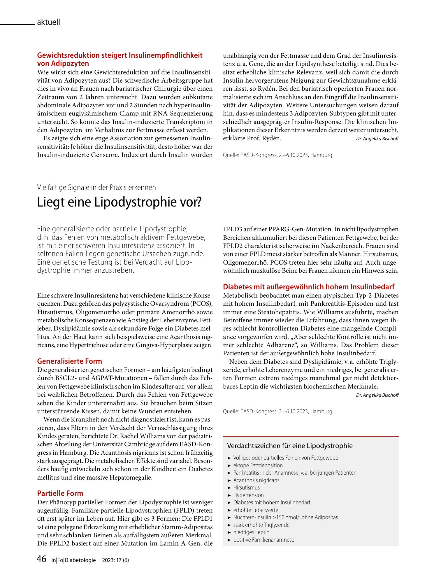 Vorschauseite 1: Liegt eine Lipodystrophie vor?