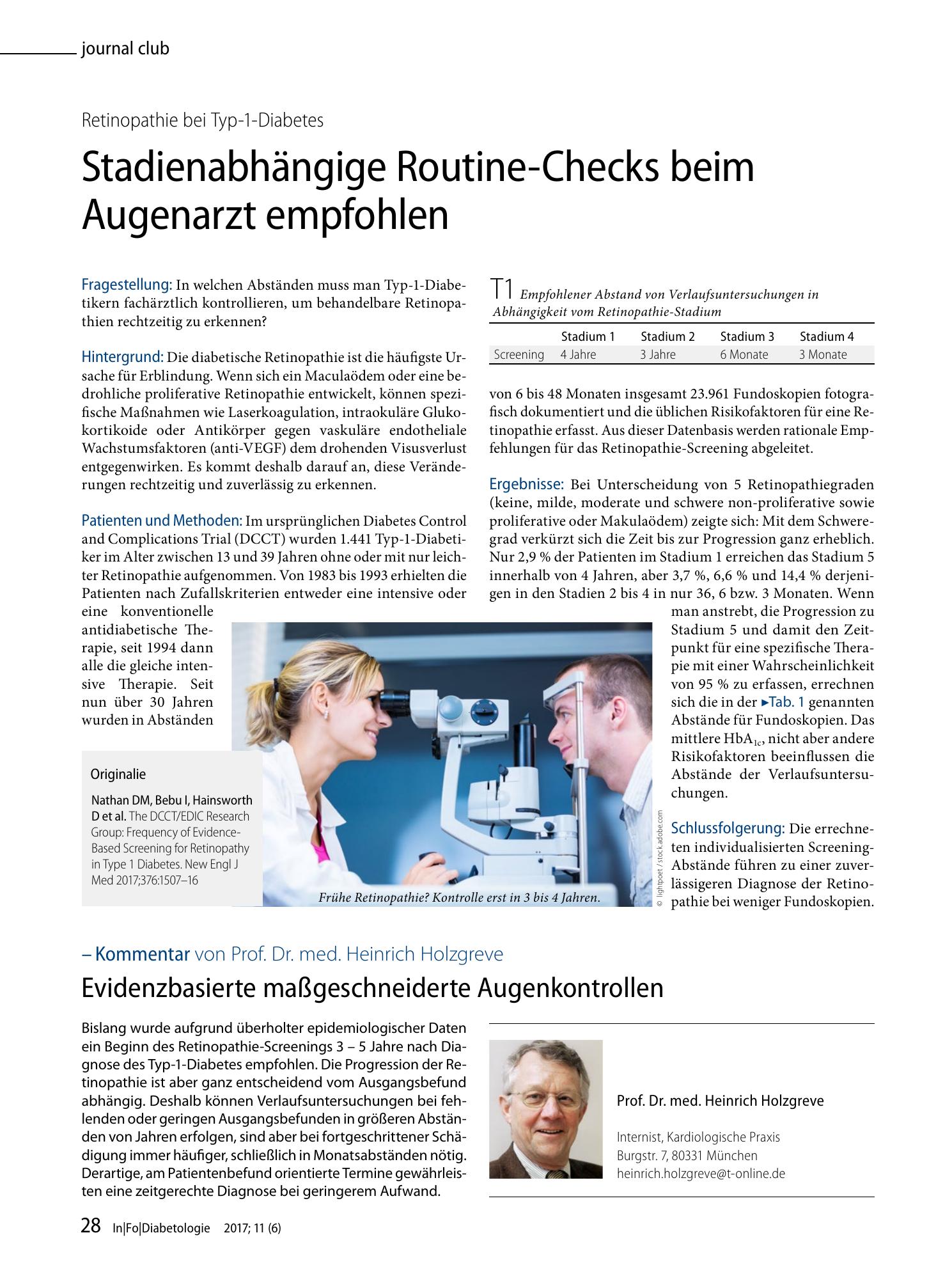Vorschauseite 1: Stadienabhängige Routine-Checks beim Augenarzt empfohlen