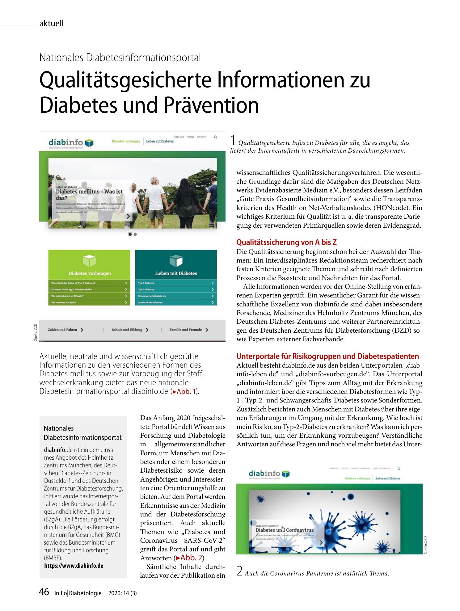 Vorschauseite 1: Qualitätsgesicherte Informationen zu Diabetes und Prävention