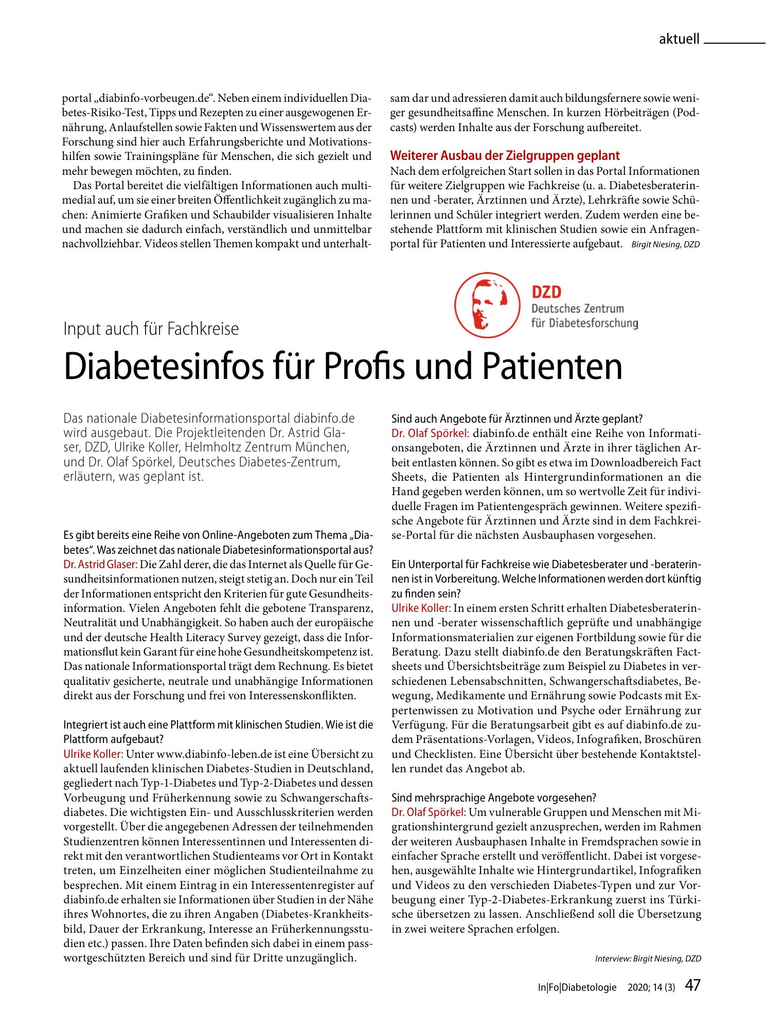 Vorschauseite 2: Qualitätsgesicherte Informationen zu Diabetes und Prävention