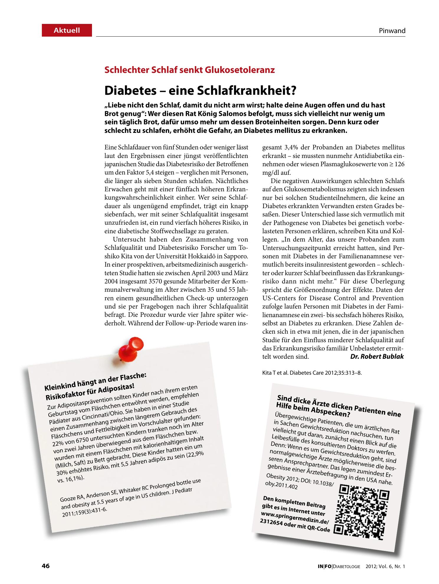 Vorschauseite 1: Diabetes – eine Schlafkrankheit?