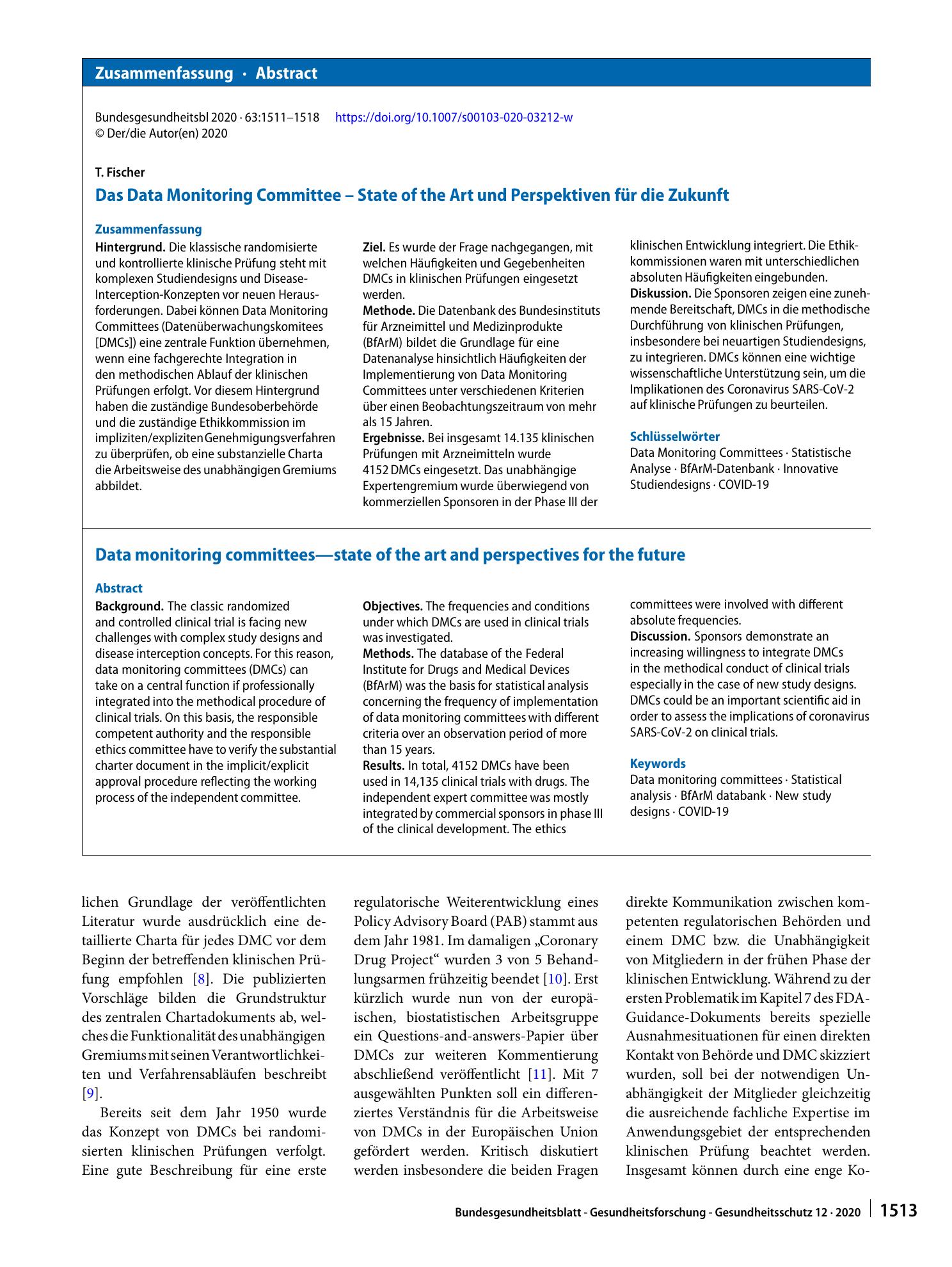 Vorschauseite 3: Das Data Monitoring Committee – State of the Art und Perspektiven für die Zukunft