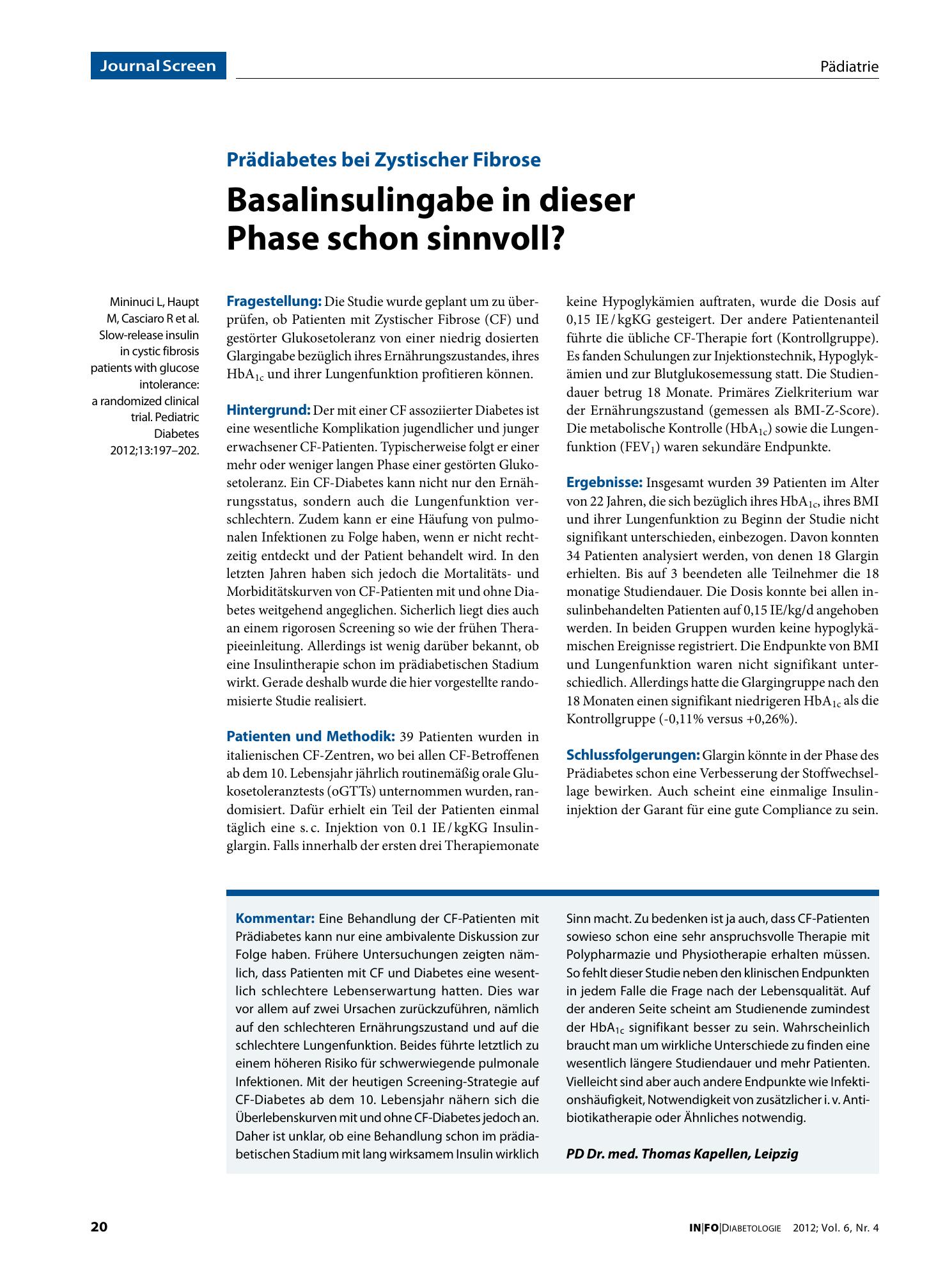 Vorschauseite 1: Basalinsulingabe in dieser Phase schon sinnvoll?