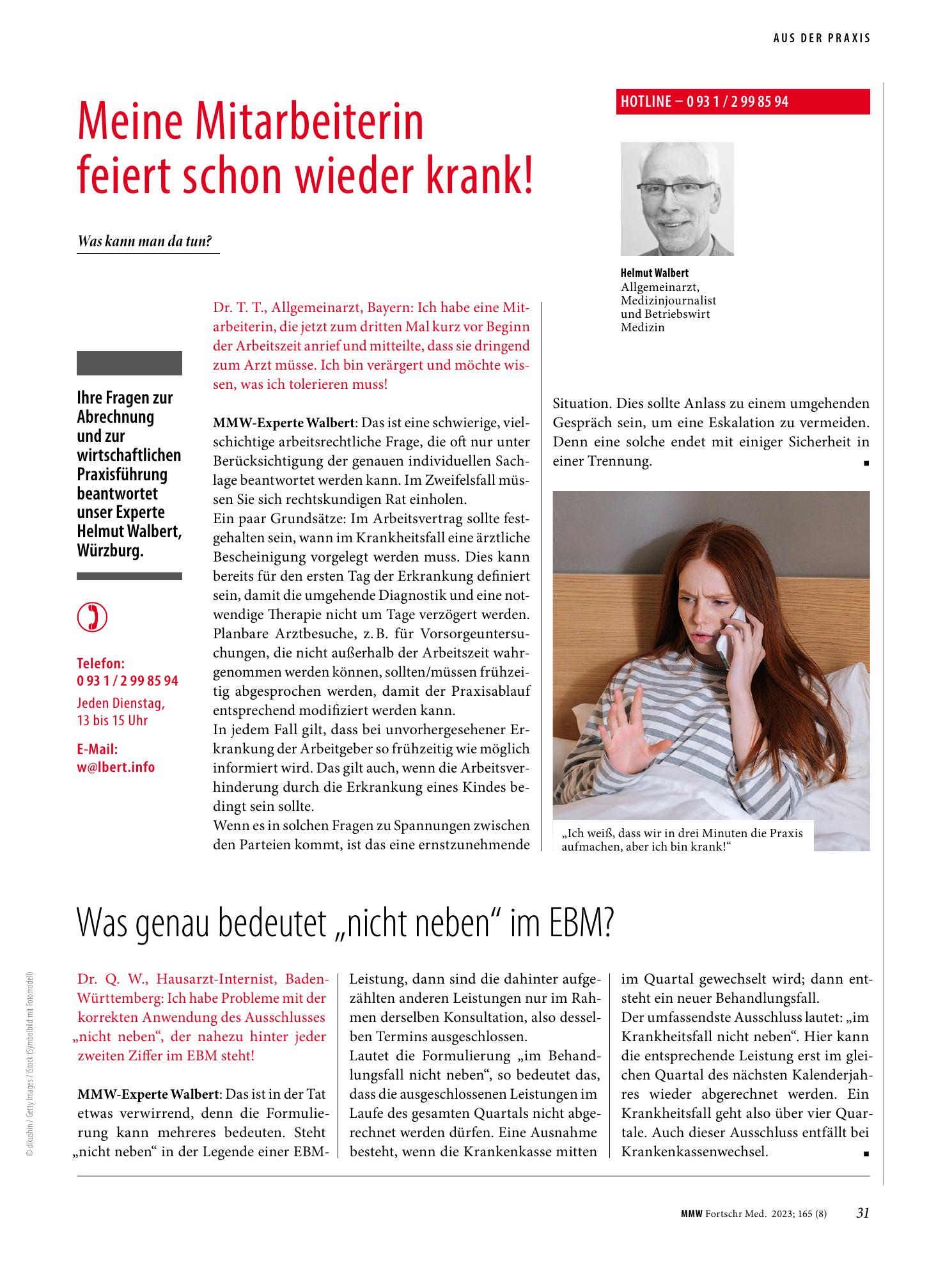 Vorschauseite 1: Meine Mitarbeiterin feiert schon wieder krank!