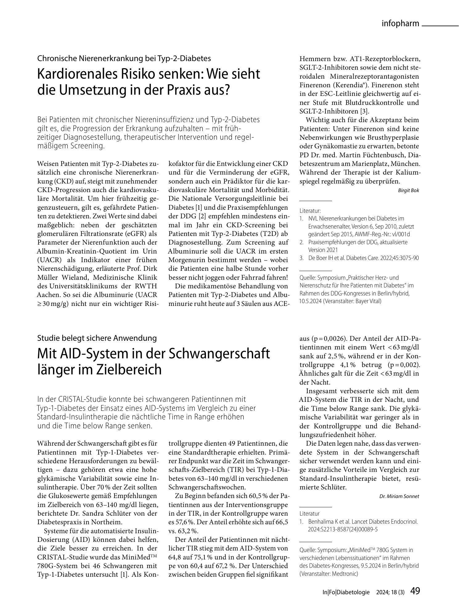 Vorschauseite 1: Mit AID-System in der Schwangerschaft länger im Zielbereich