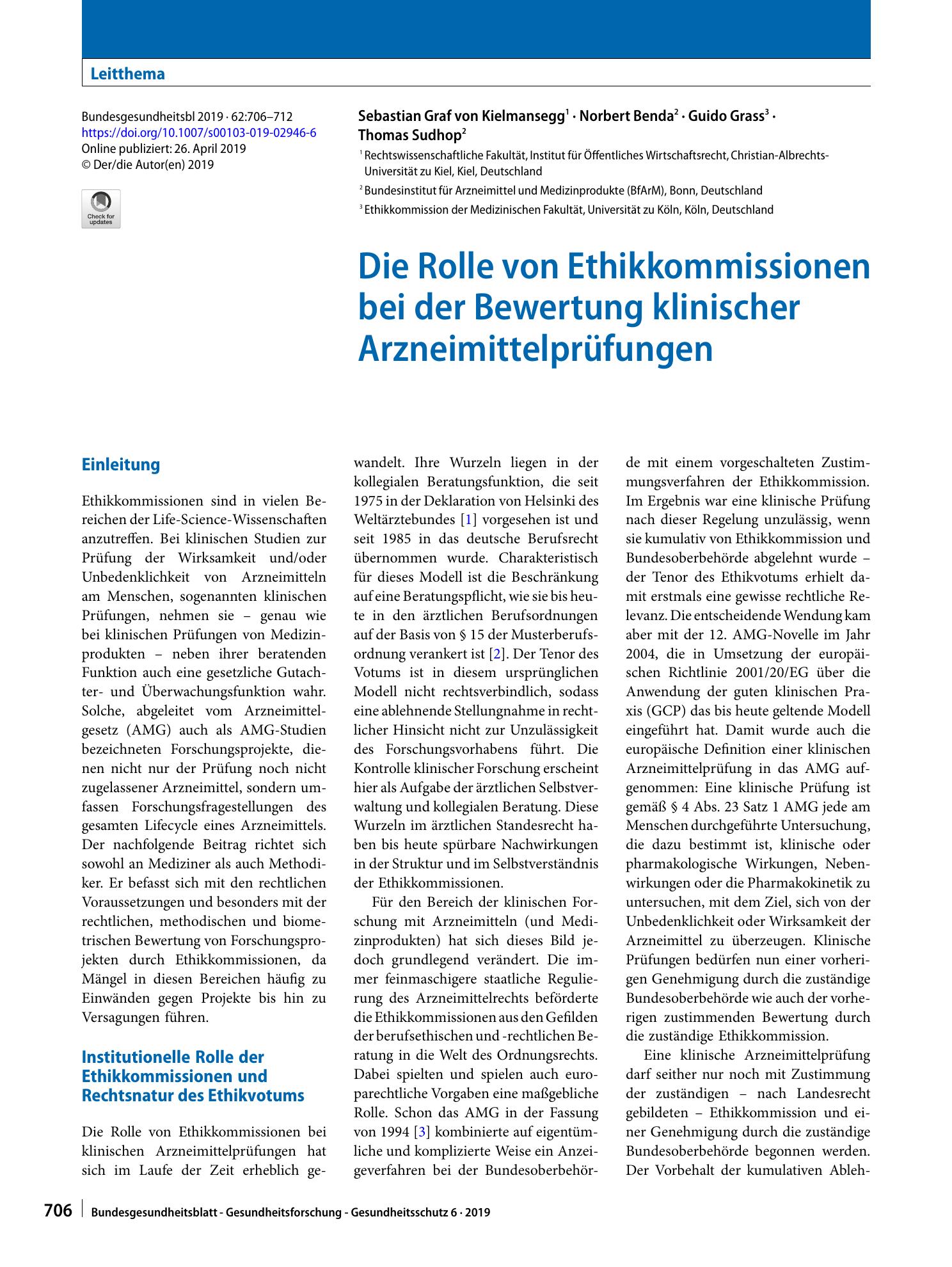 Vorschauseite 1: Die Rolle von Ethikkommissionen bei der Bewertung klinischer Arzneimittelprüfungen