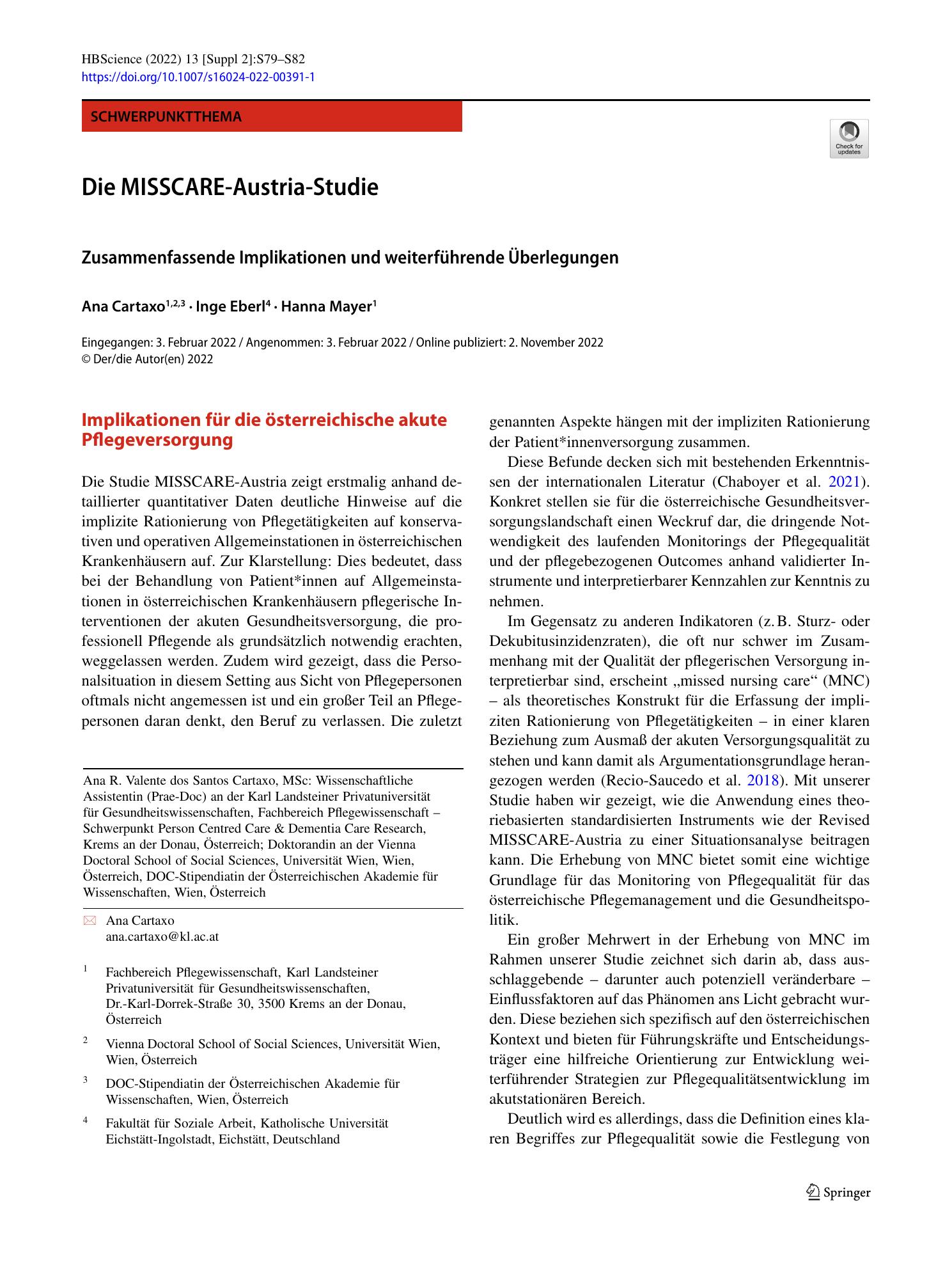 Vorschauseite 1: Die MISSCARE-Austria-Studie