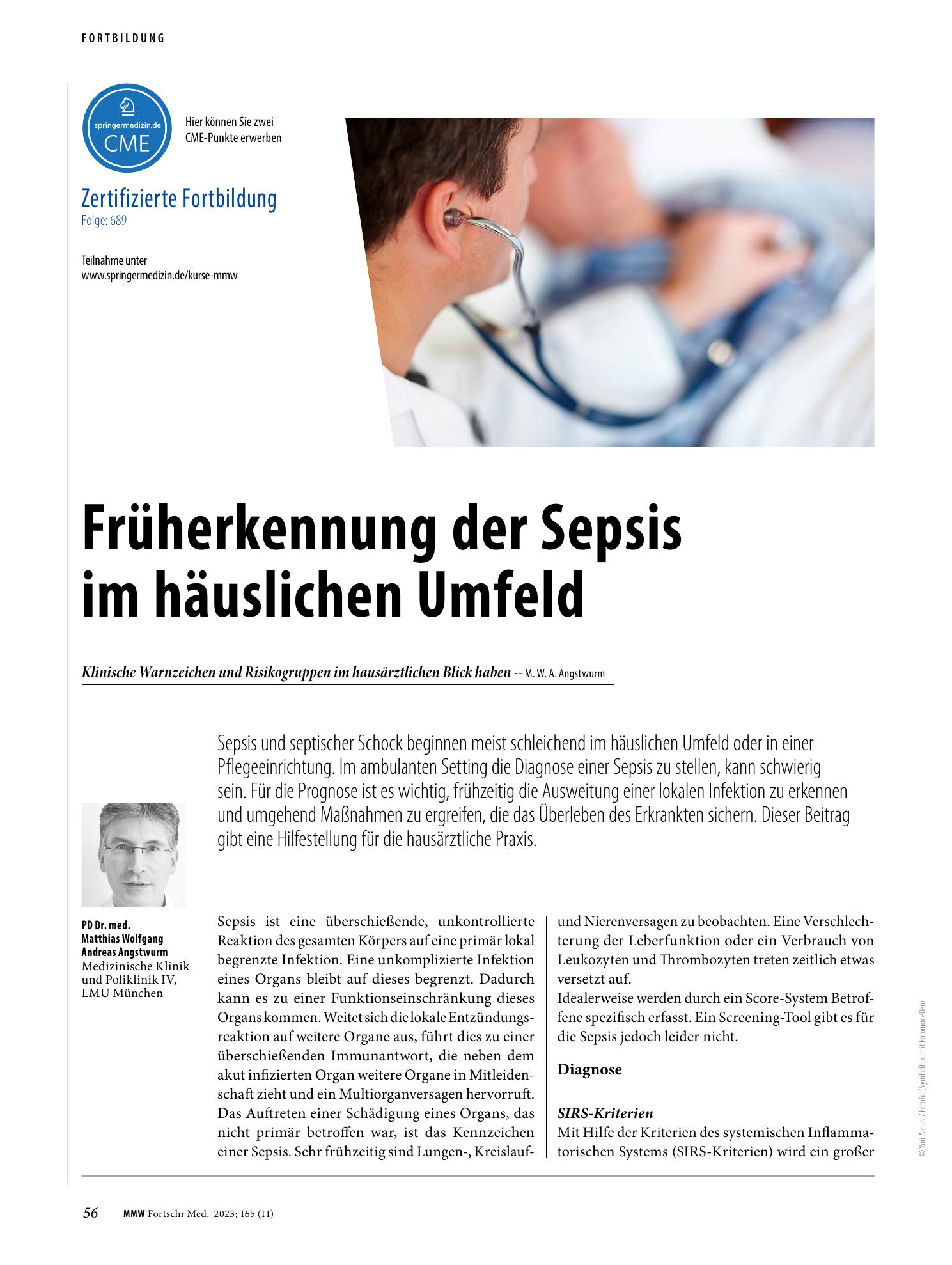 Vorschauseite 1: Früherkennung der Sepsis im häuslichen Umfeld