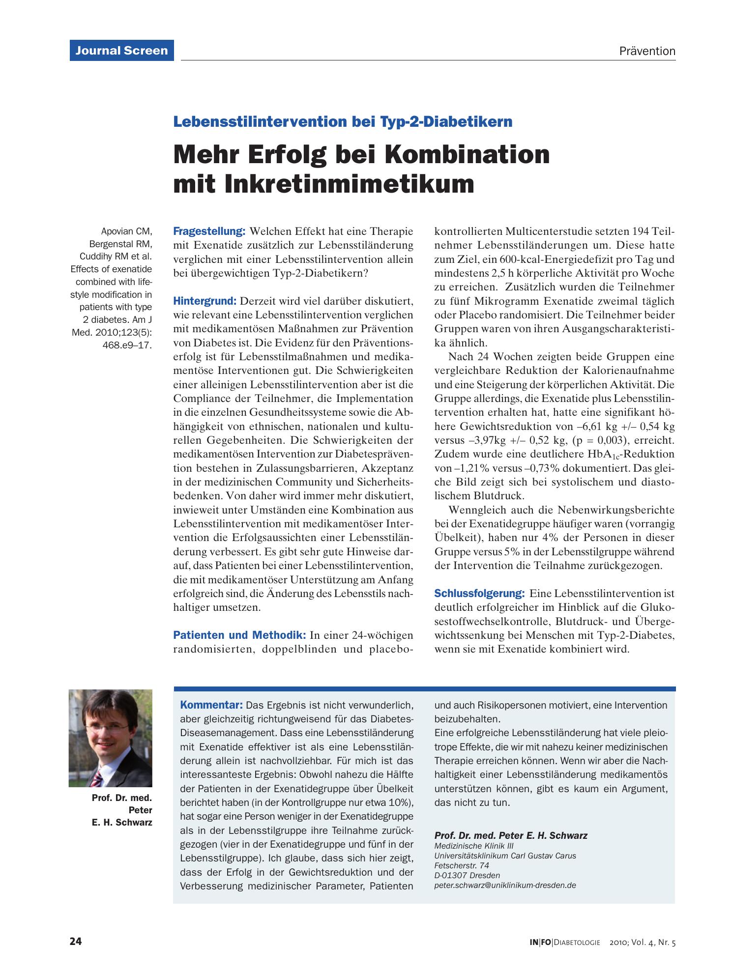 Vorschauseite 1: Mehr Erfolg bei Kombination mit Inkretinmimetikum