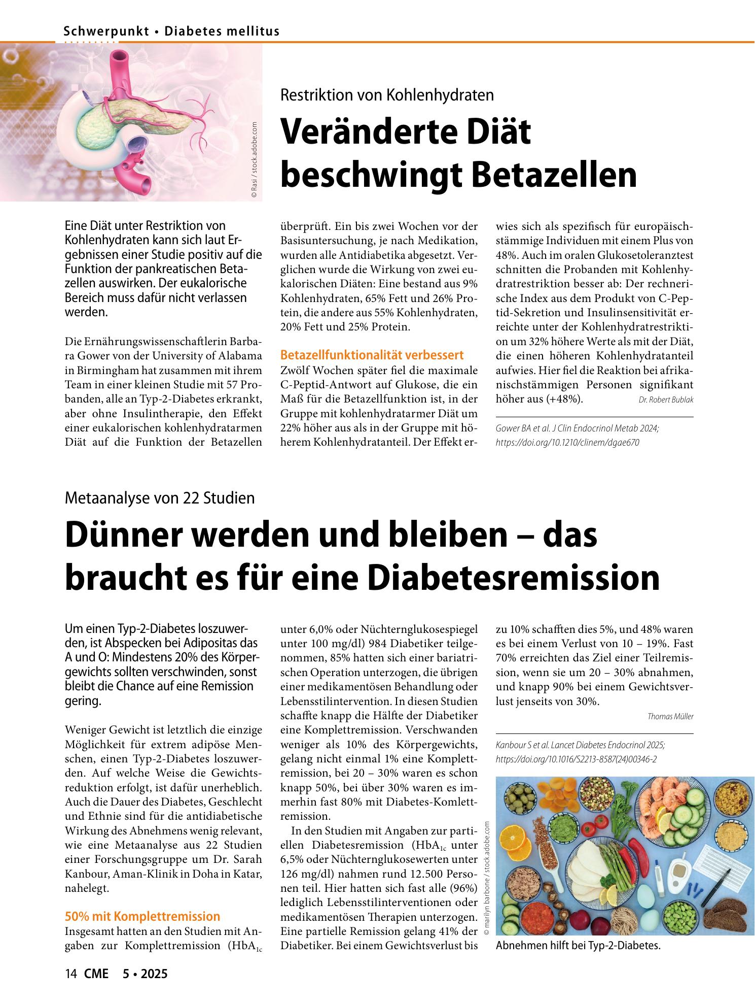 Vorschauseite 1: Veränderte Diät beschwingt Betazellen