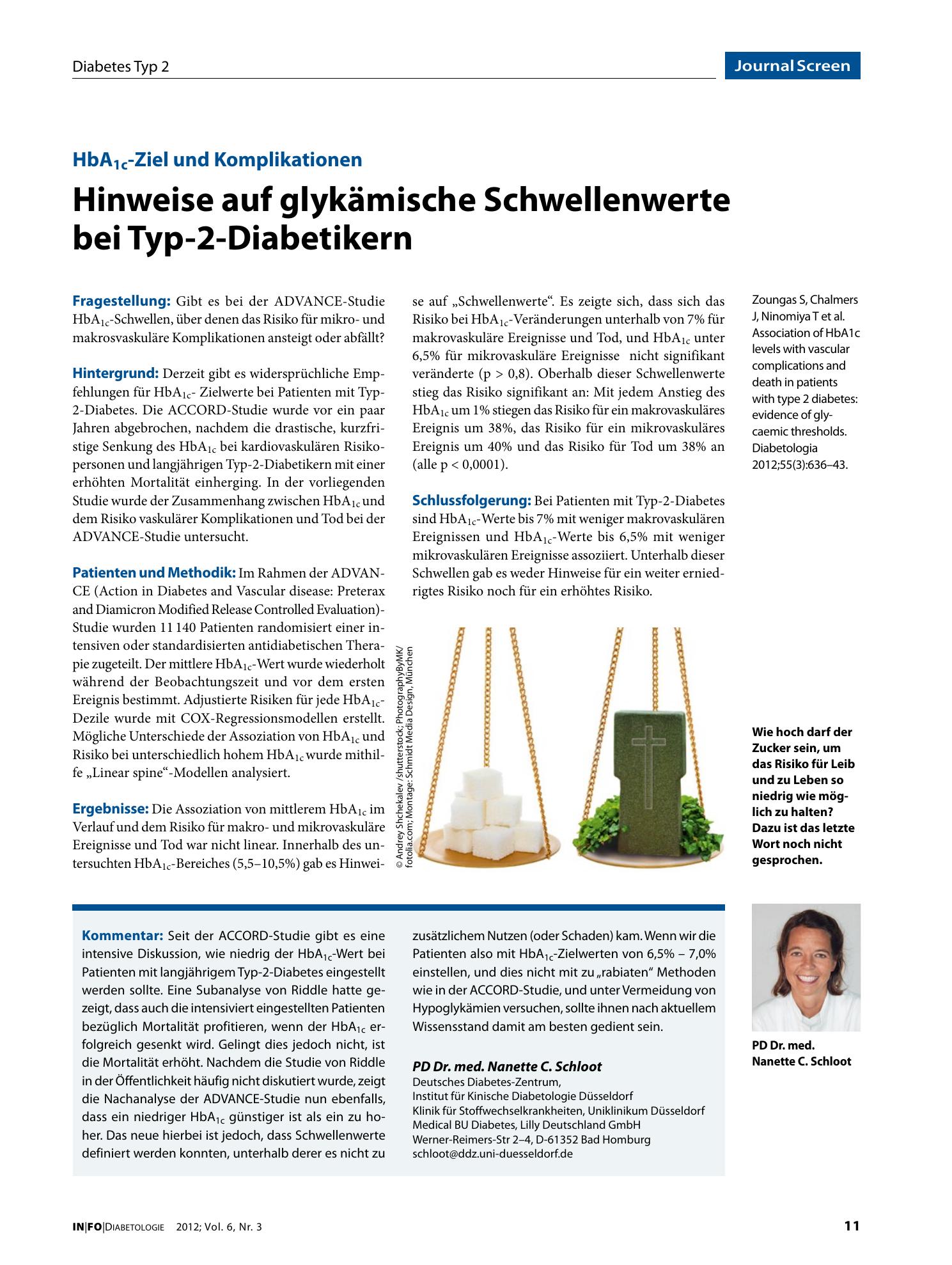Vorschauseite 1: Hinweise auf glykämische Schwellenwerte bei Typ-2-Diabetikern