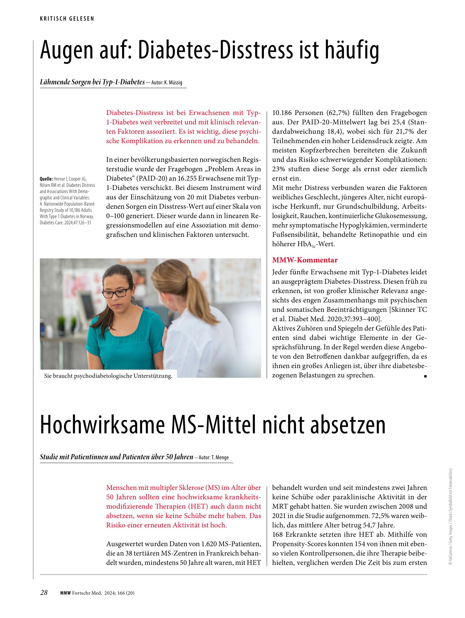 Vorschauseite 1: Augen auf: Diabetes-Disstress ist häufig