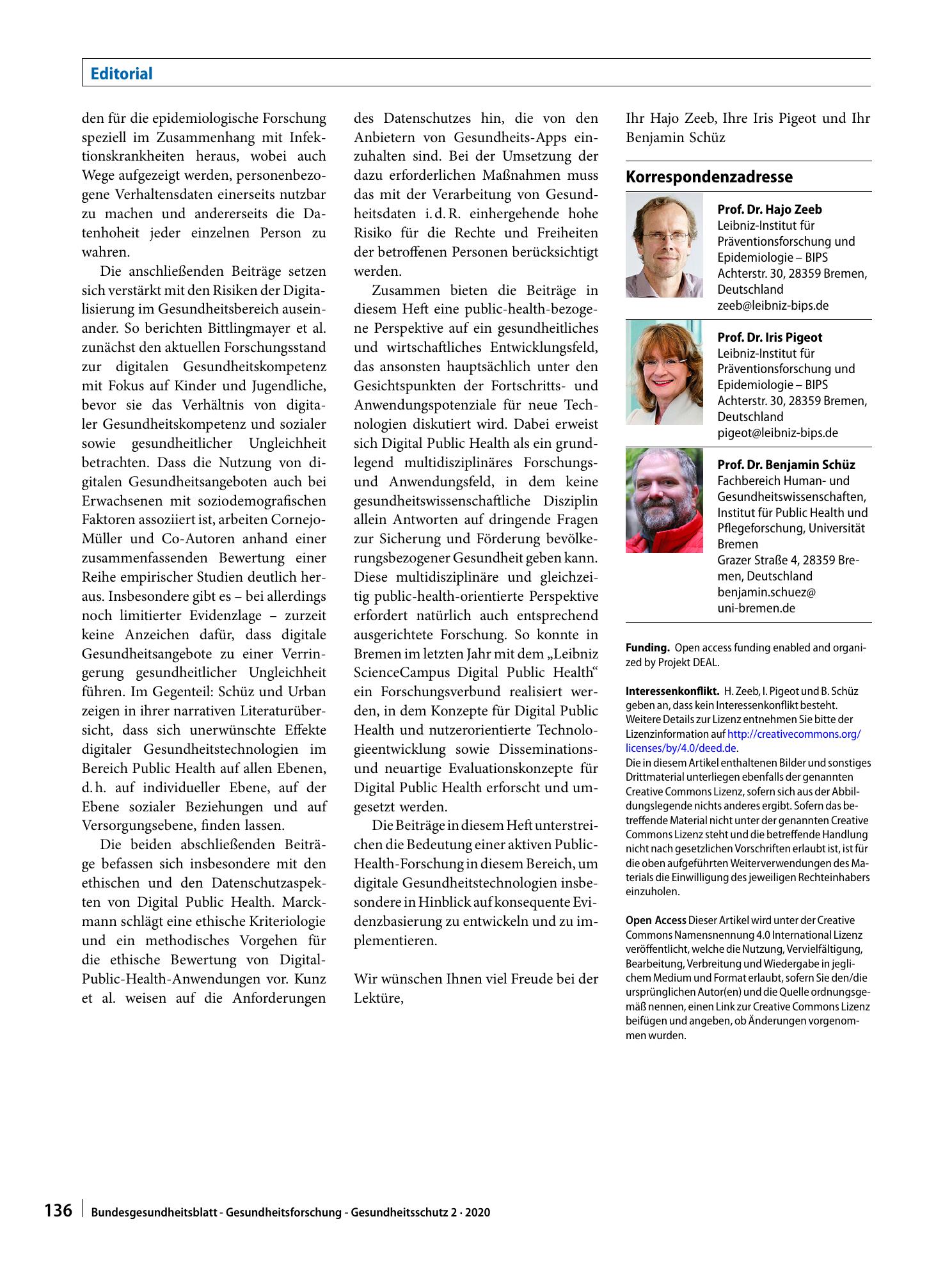 Vorschauseite 2: Digital Public Health – Rasanter technischer Fortschritt, aber viele offene Public-Health-Fragen
