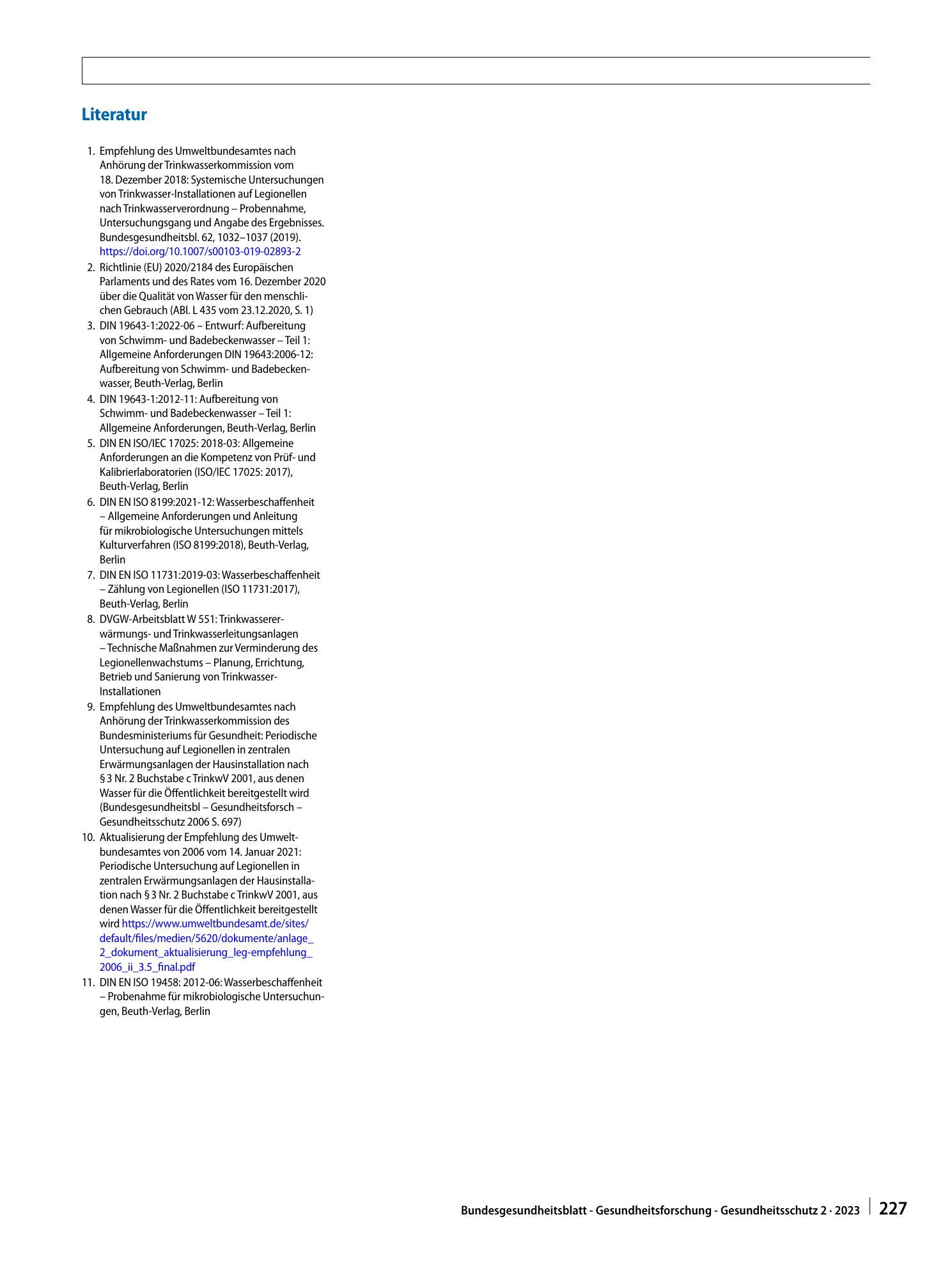 Vorschauseite 4: Systemische Untersuchungen von Trinkwasserinstallationen auf Legionellen nach Trinkwasserverordnung – Probennahme, Untersuchungsgang und Angabe des Ergebnisses