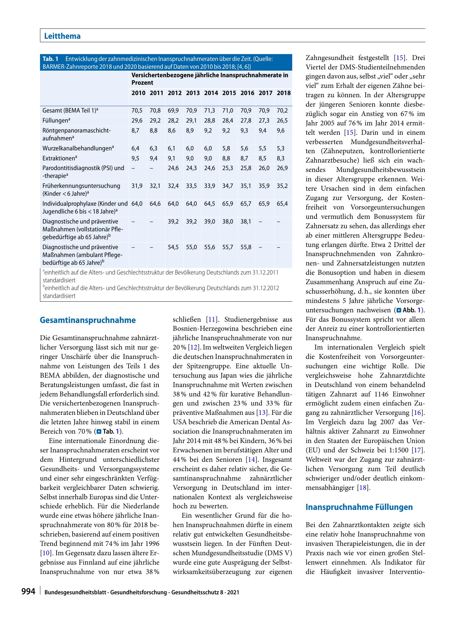 Vorschauseite 2: Inanspruchnahme und Ausgaben in der zahnmedizinischen Versorgung