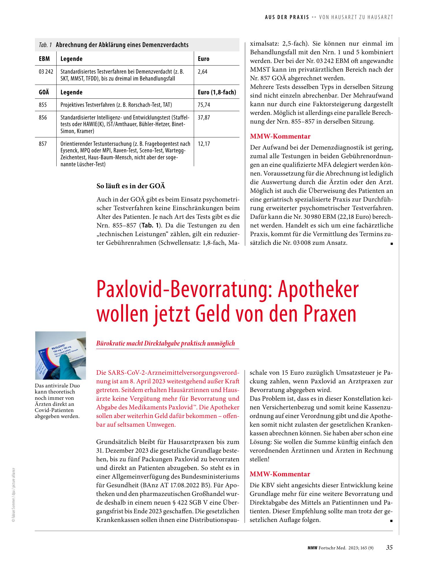 Vorschauseite 1: Paxlovid-Bevorratung: Apotheker wollen jetzt Geld von den Praxen