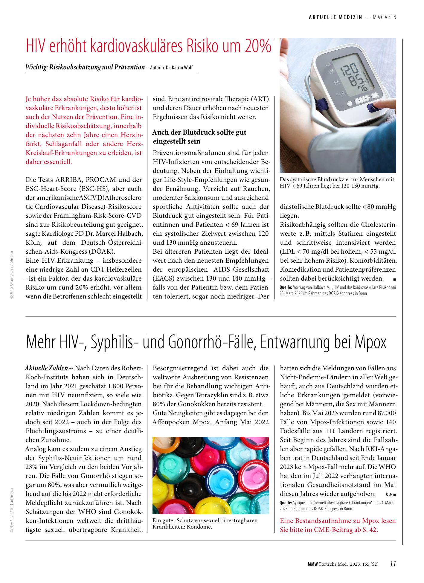 Vorschauseite 1: Mehr HIV-, Syphilis- und Gonorrhö-Fälle, Entwarnung bei Mpox