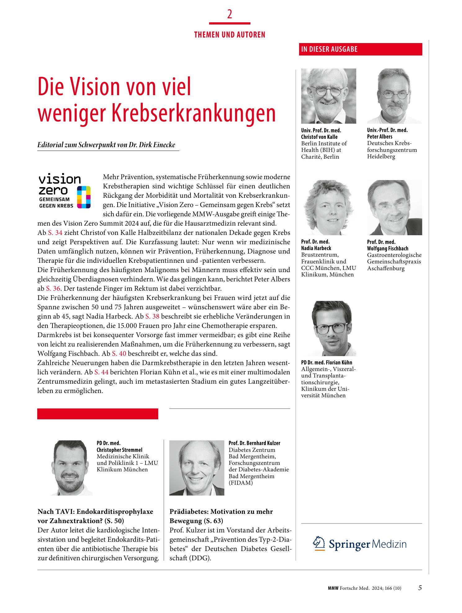 Vorschauseite 1: Die Vision von viel weniger Krebserkrankungen