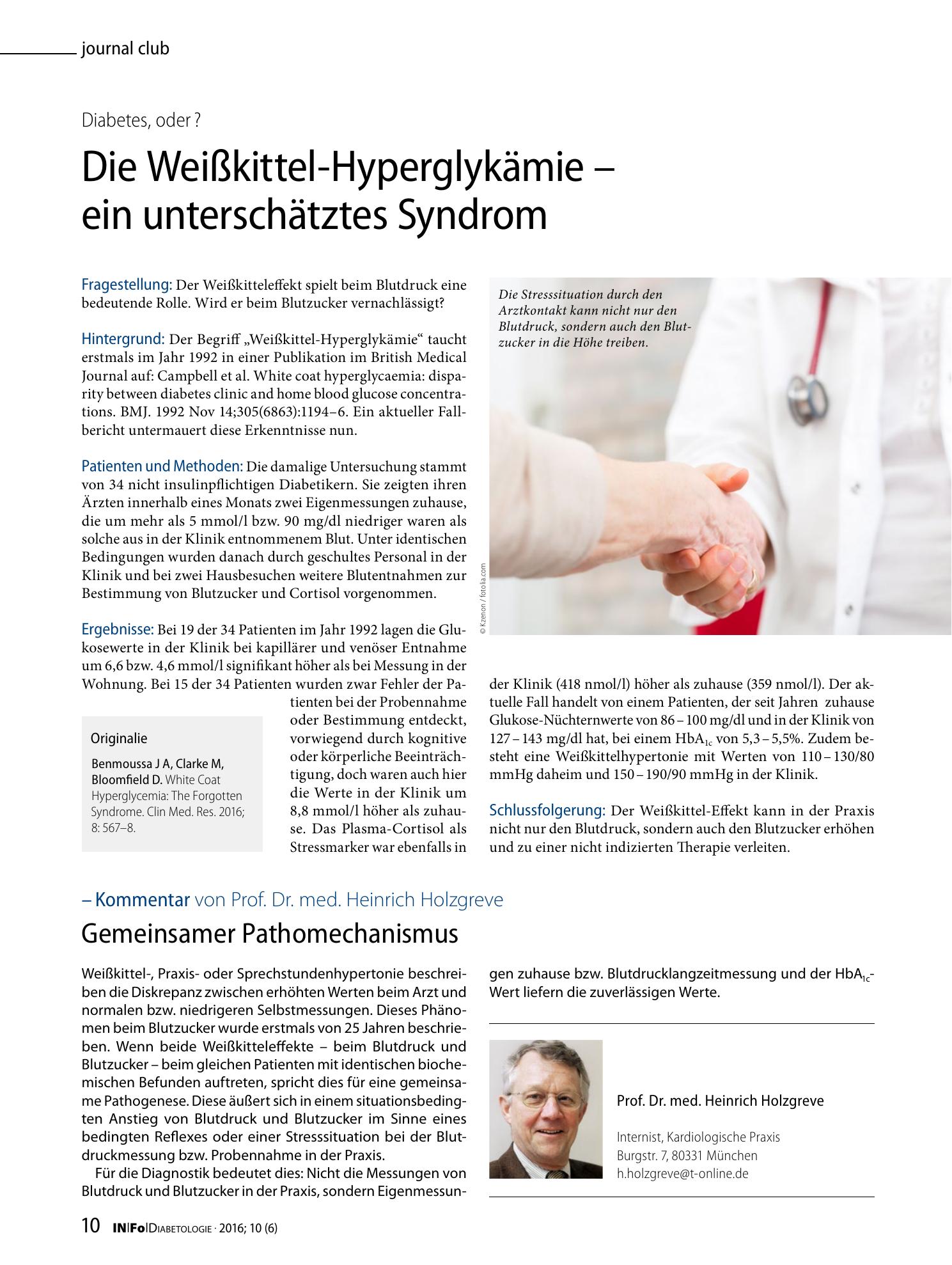 Vorschauseite 1: Die Weißkittel-Hyperglykämie — ein unterschätztes Syndrom
