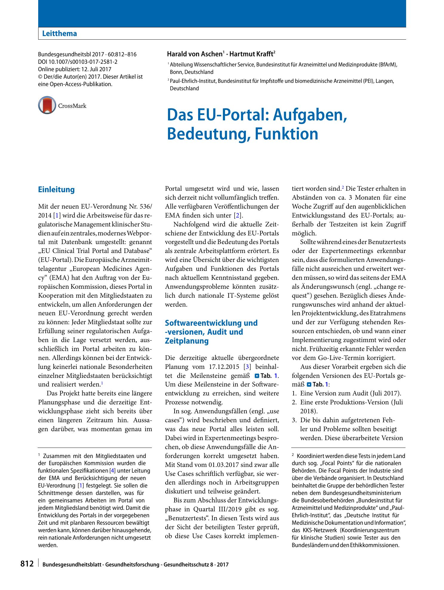 Vorschauseite 1: Das EU-Portal: Aufgaben, Bedeutung, Funktion