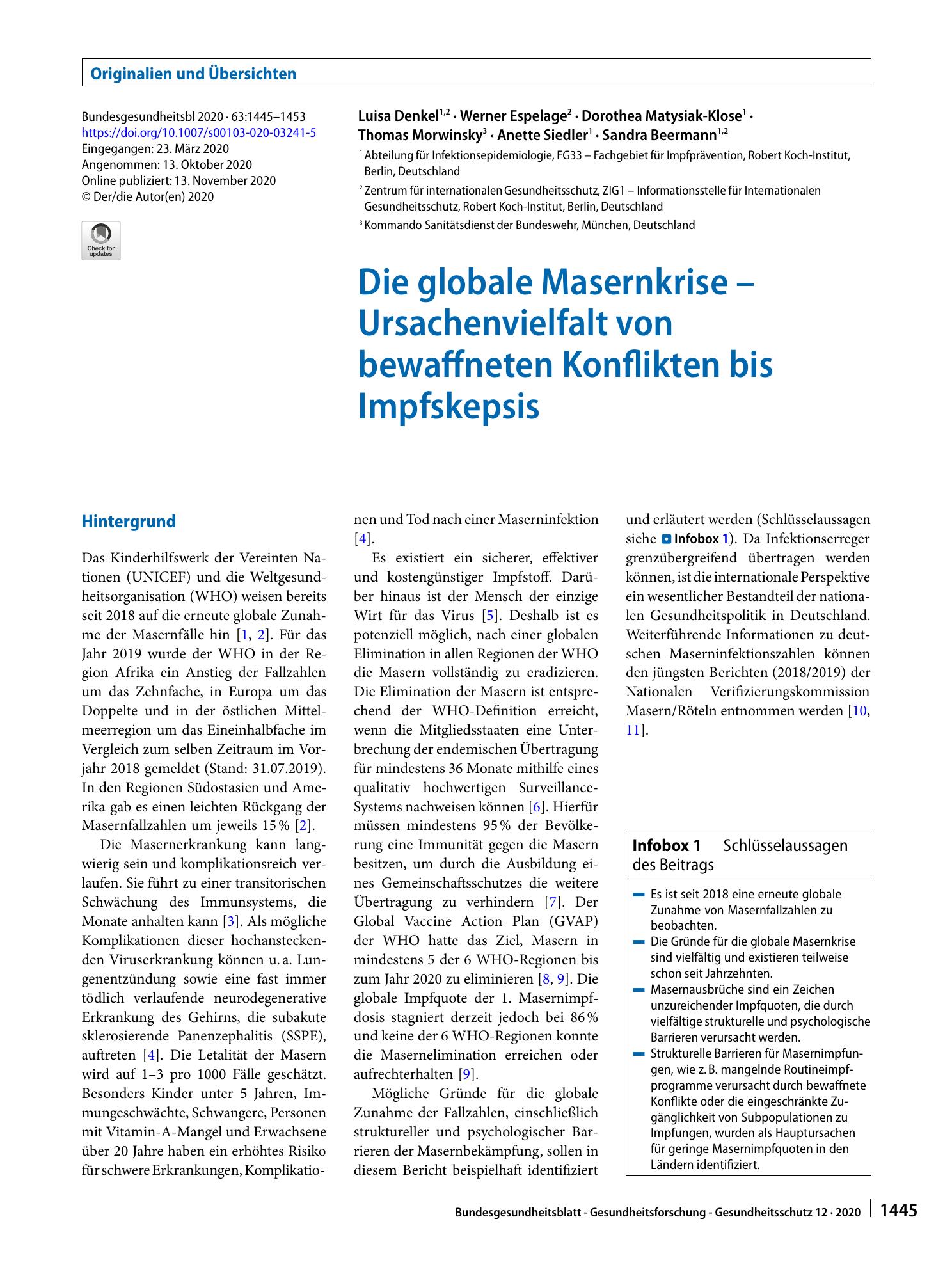 Vorschauseite 1: Die globale Masernkrise – Ursachenvielfalt von bewaffneten Konflikten bis Impfskepsis