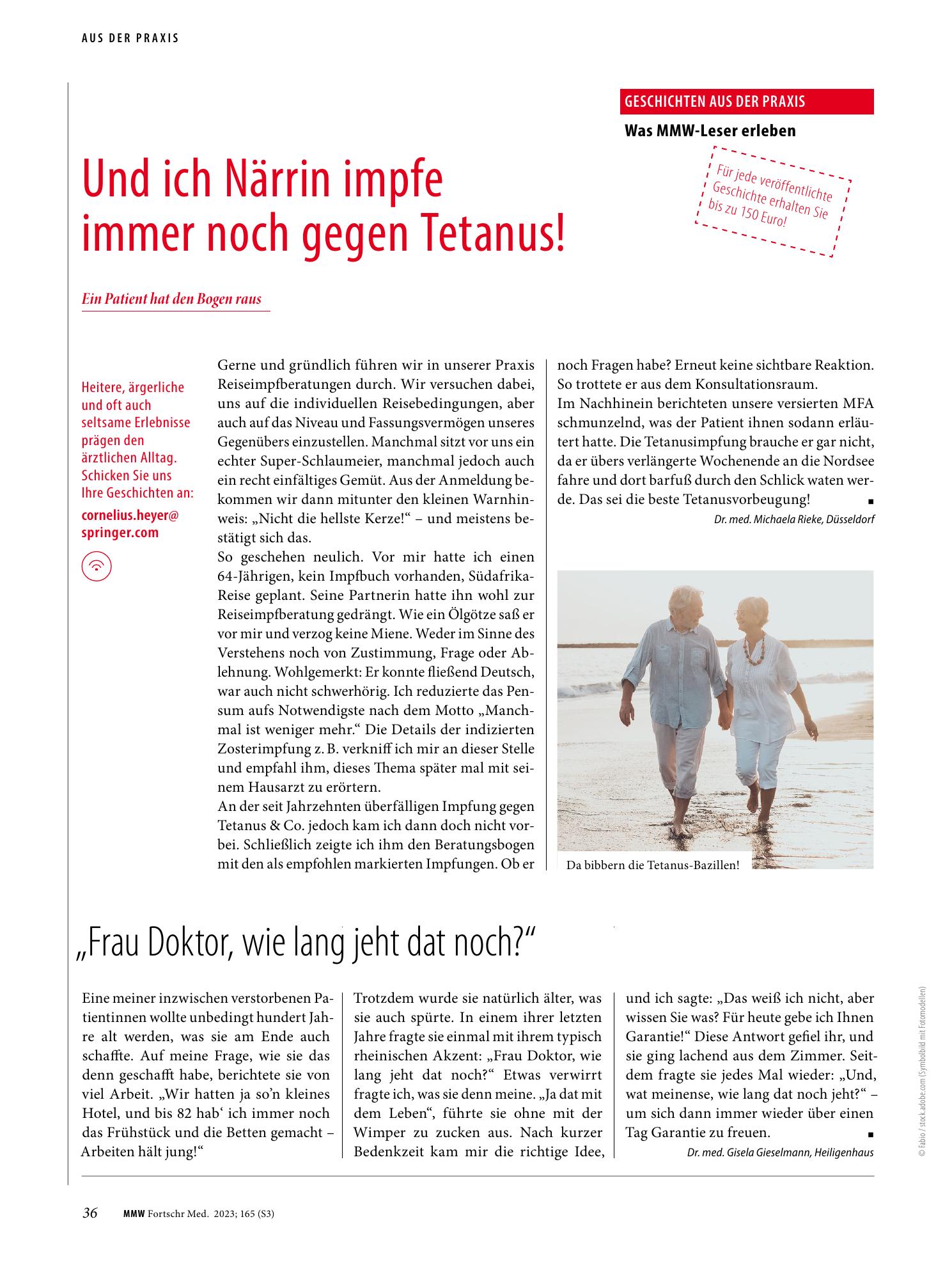 Vorschauseite 1: Und ich Närrin impfe immer noch gegen Tetanus!