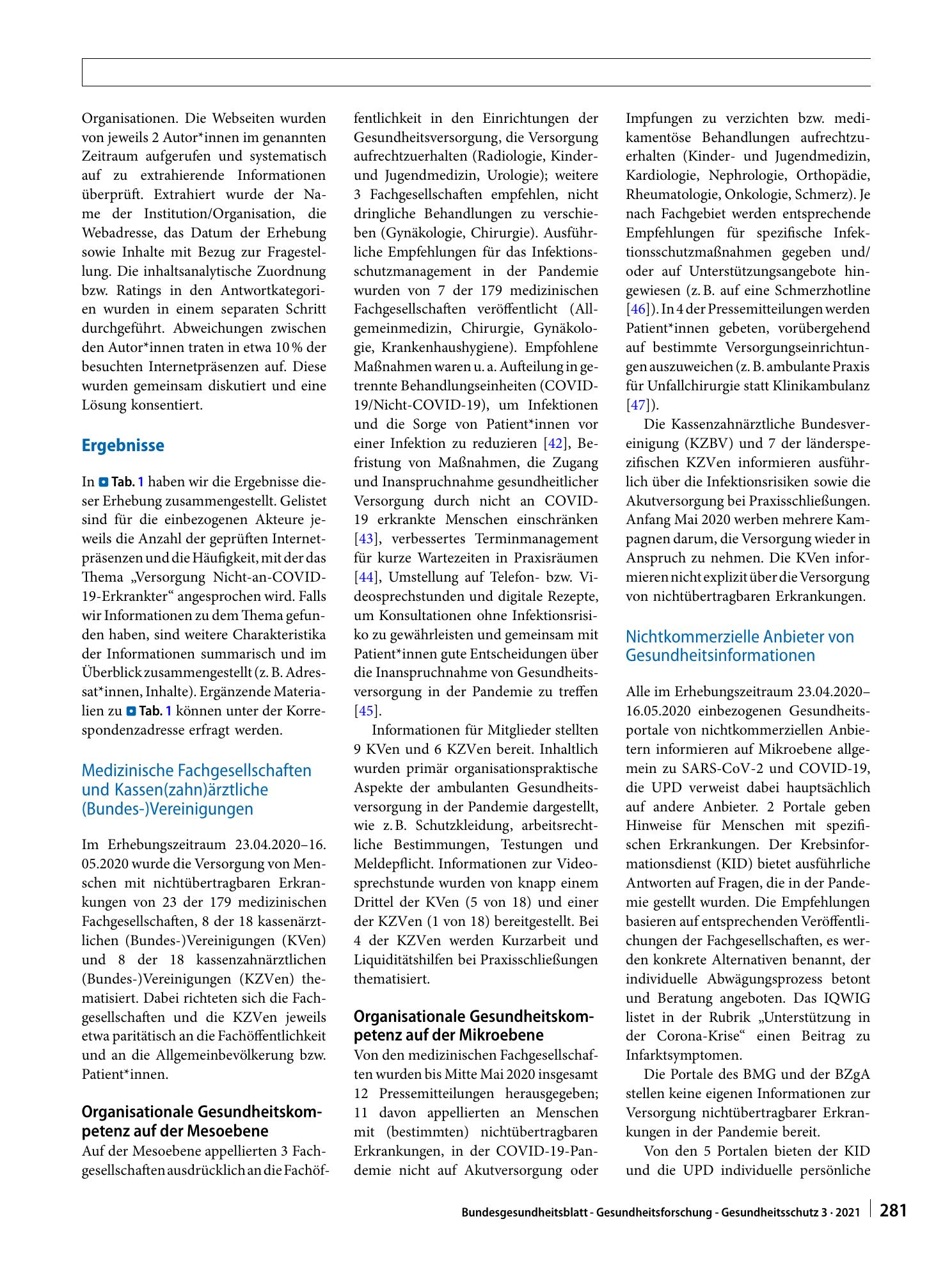 Vorschauseite 5: „… oder doch lieber daheimbleiben?“ – Unterstützung bei der Entscheidung zur Inanspruchnahme der Regelversorgung während der COVID-19-Pandemie durch Akteure des Gesundheitssystems