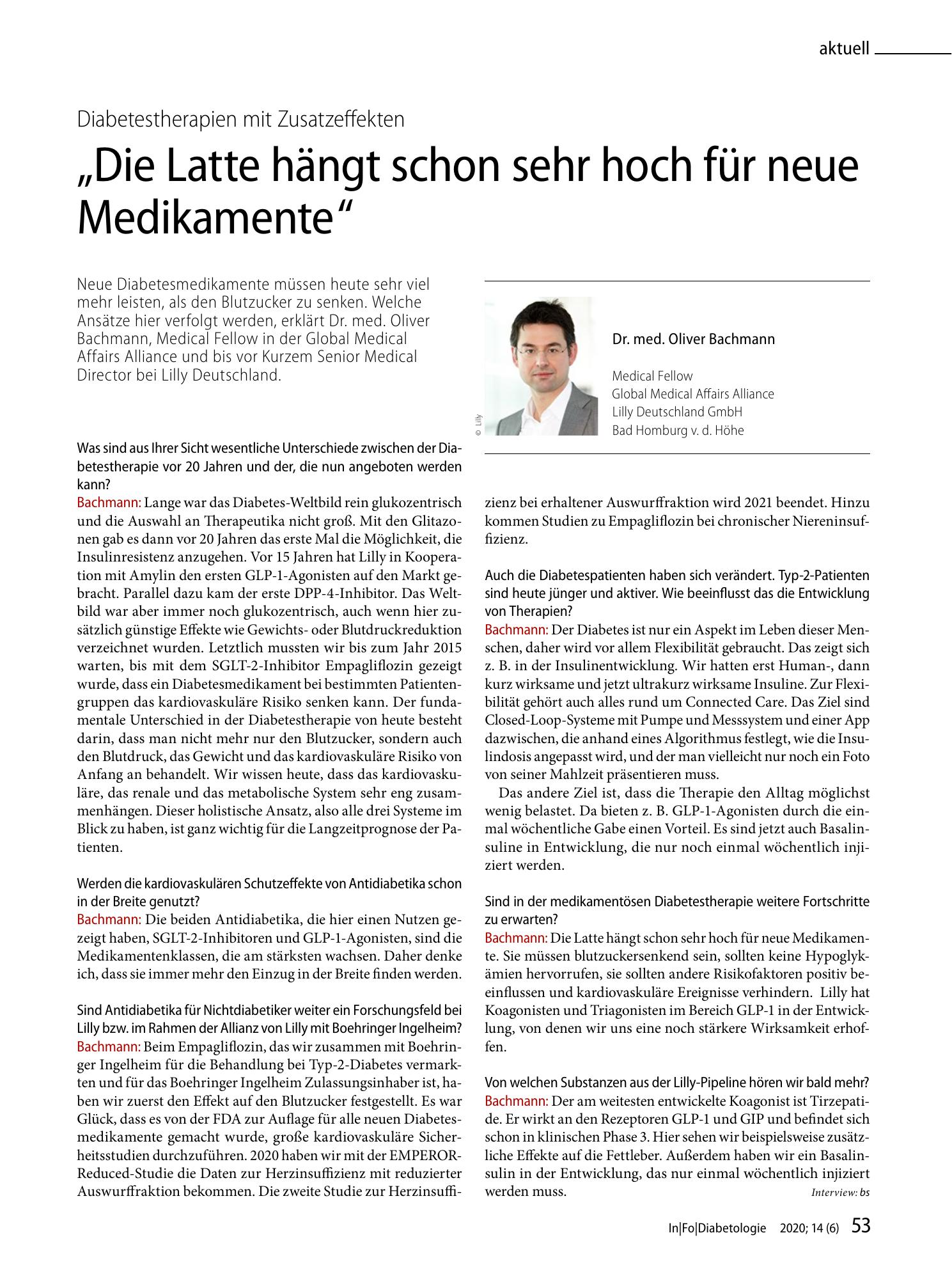 Vorschauseite 1: "Die Latte hängt schon sehr hoch für neue Medikamente "