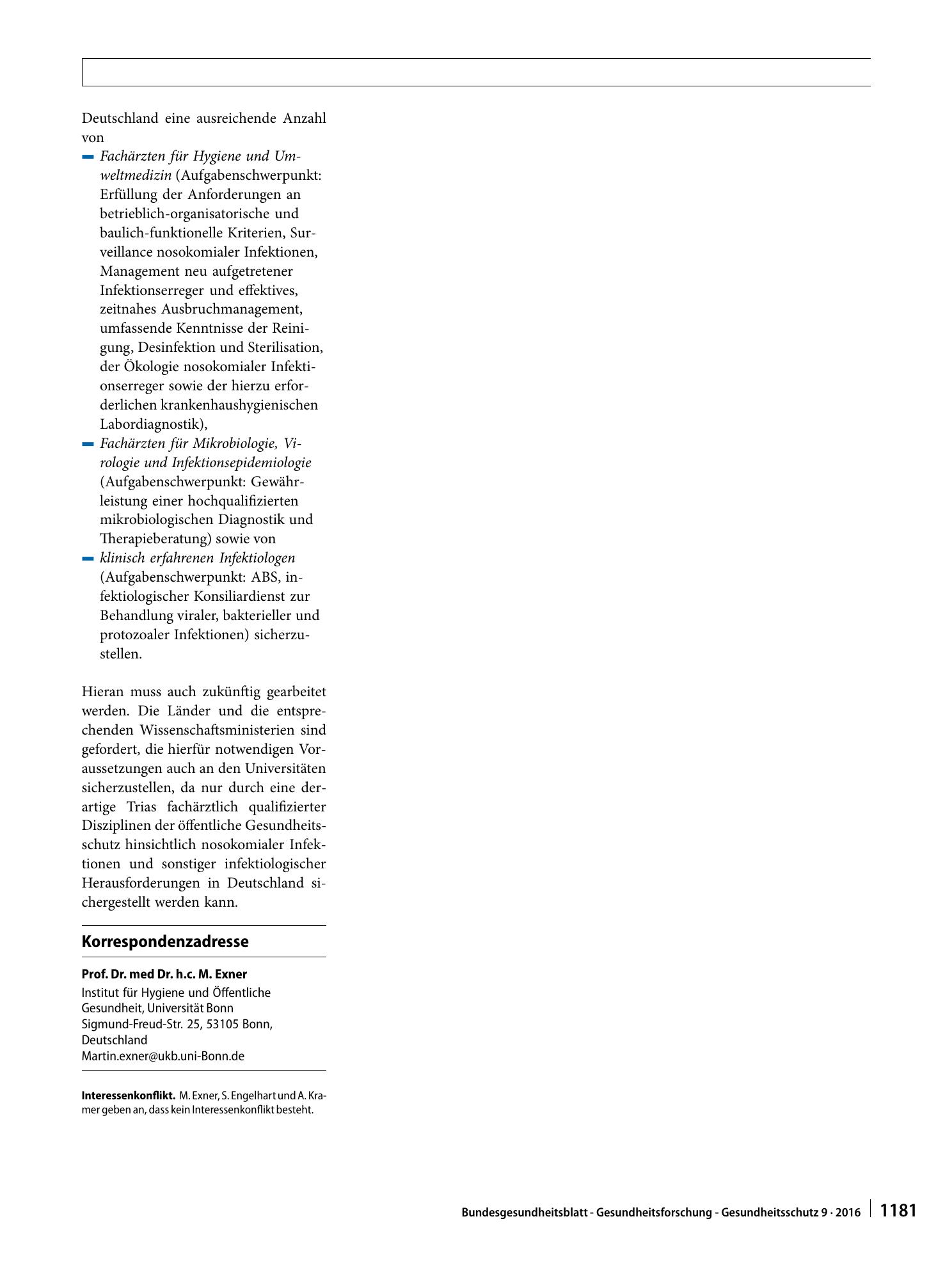Vorschauseite 3: Empfehlung zum Kapazitätsumfang für die Betreuung von Krankenhäusern und anderen medizinischen Einrichtungen durch Krankenhaushygieniker/innen