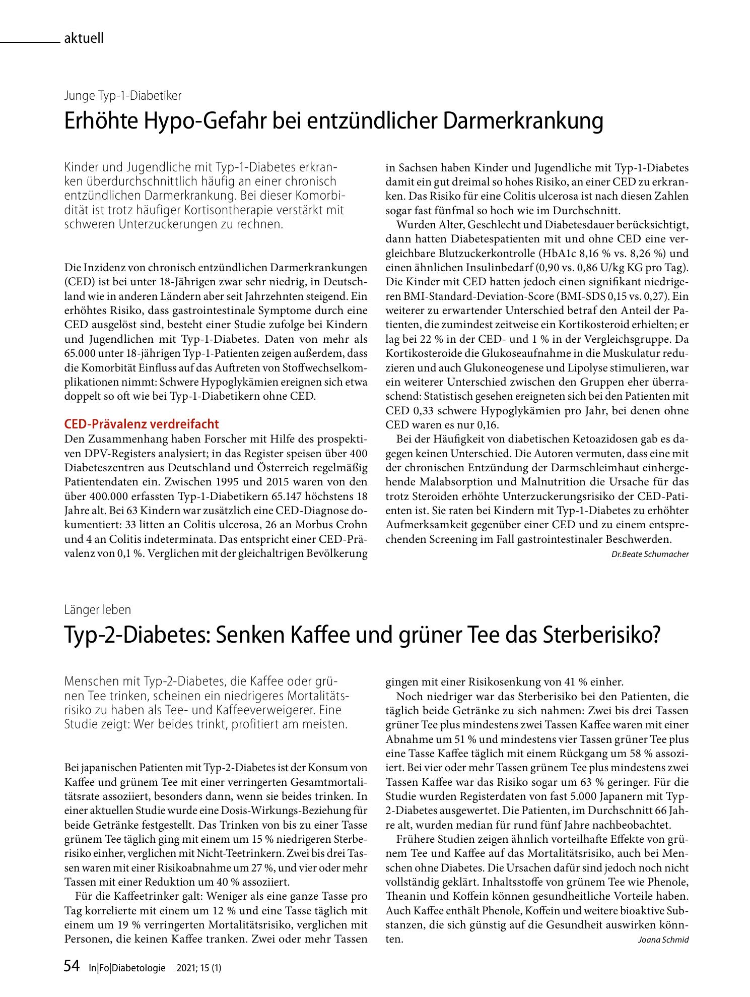 Vorschauseite 1: Typ-2-Diabetes: Senken Kaffee und grüner Tee das Sterberisiko?