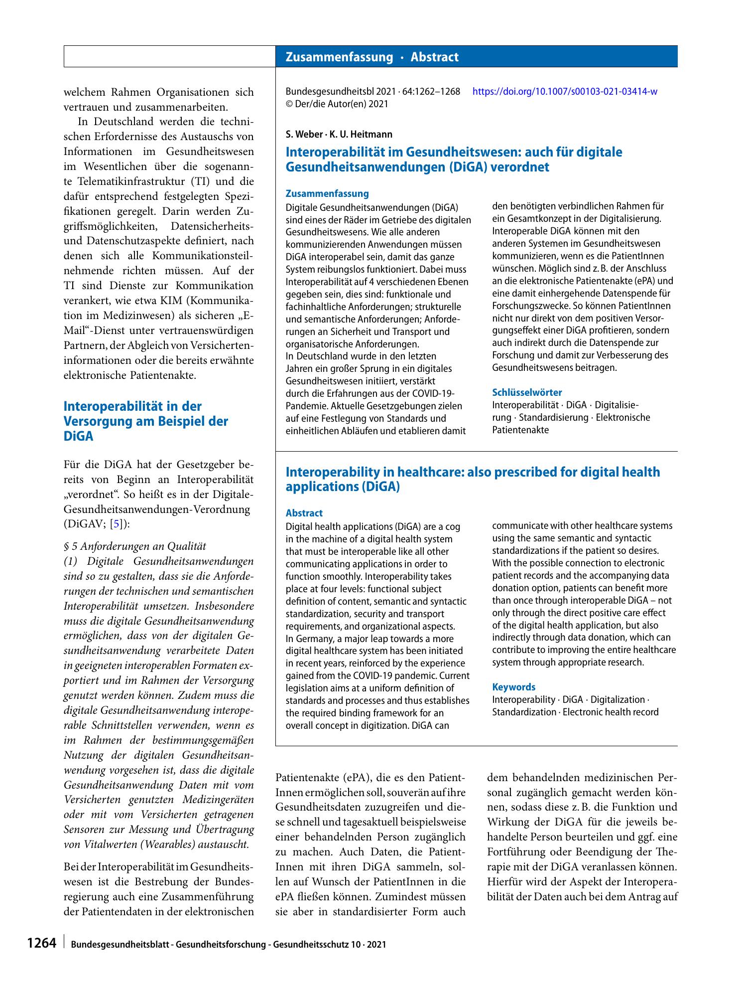 Vorschauseite 3: Interoperabilität im Gesundheitswesen: auch für digitale Gesundheitsanwendungen (DiGA) verordnet