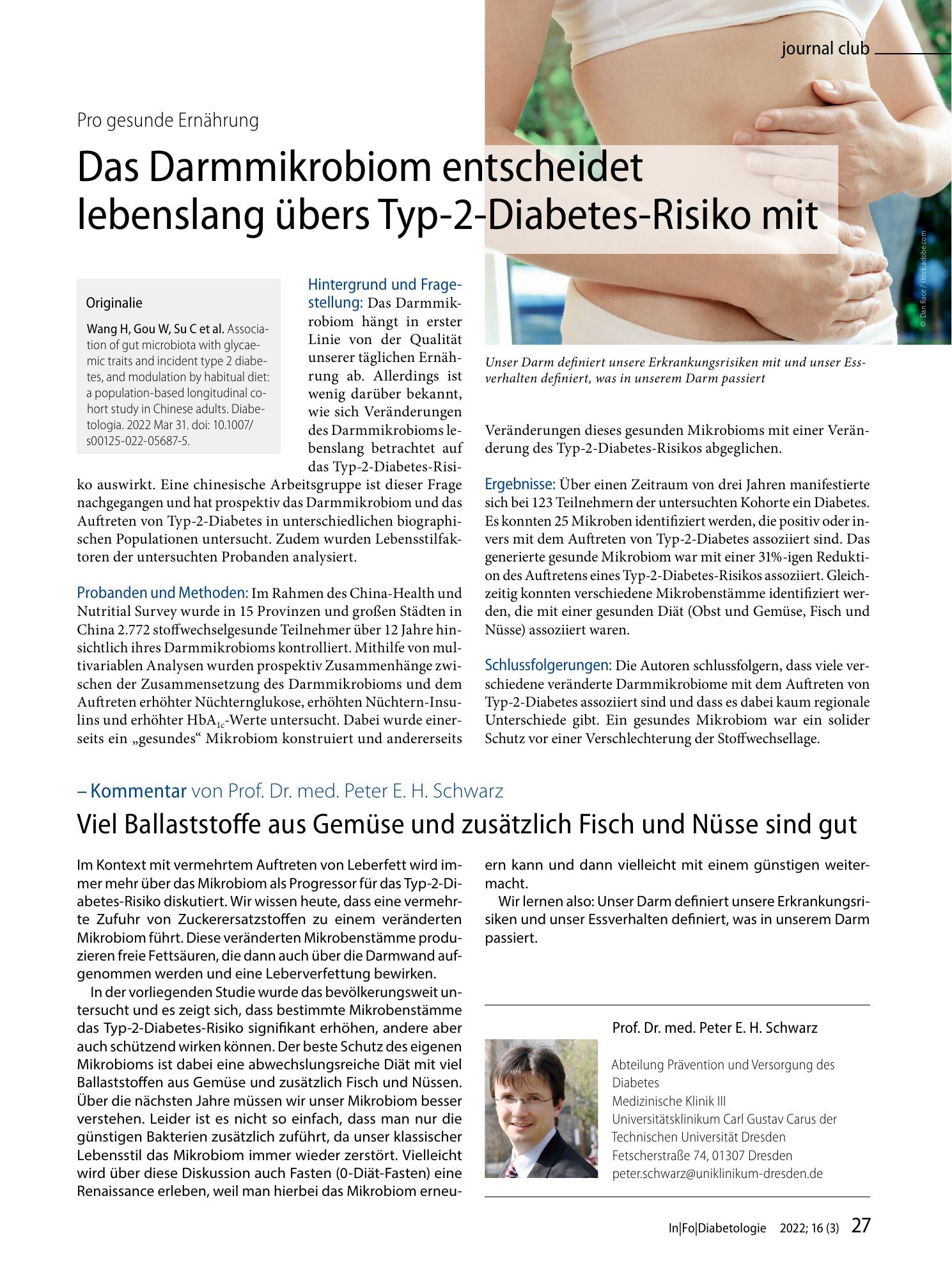 Vorschauseite 1: Das Darmmikrobiom entscheidet lebenslang übers Typ-2-Diabetes-Risiko mit