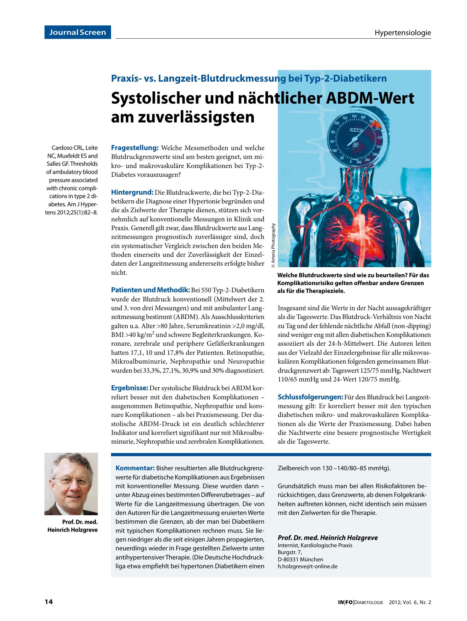 Vorschauseite 1: Systolischer und nächtlicher ABDM-Wert am zuverlässigsten