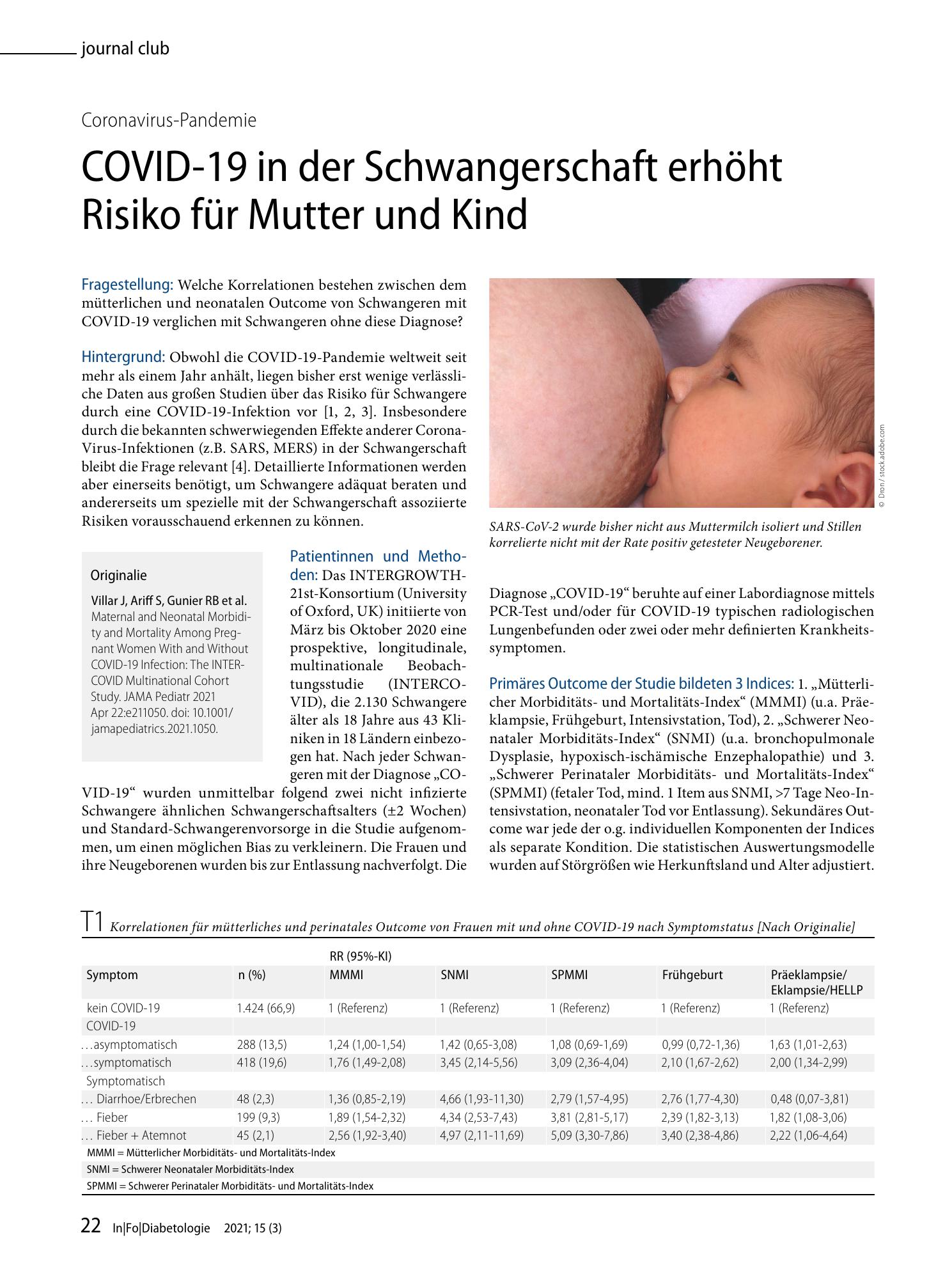 Vorschauseite 1: COVID-19 in der Schwangerschaft erhöht Risiko für Mutter und Kind