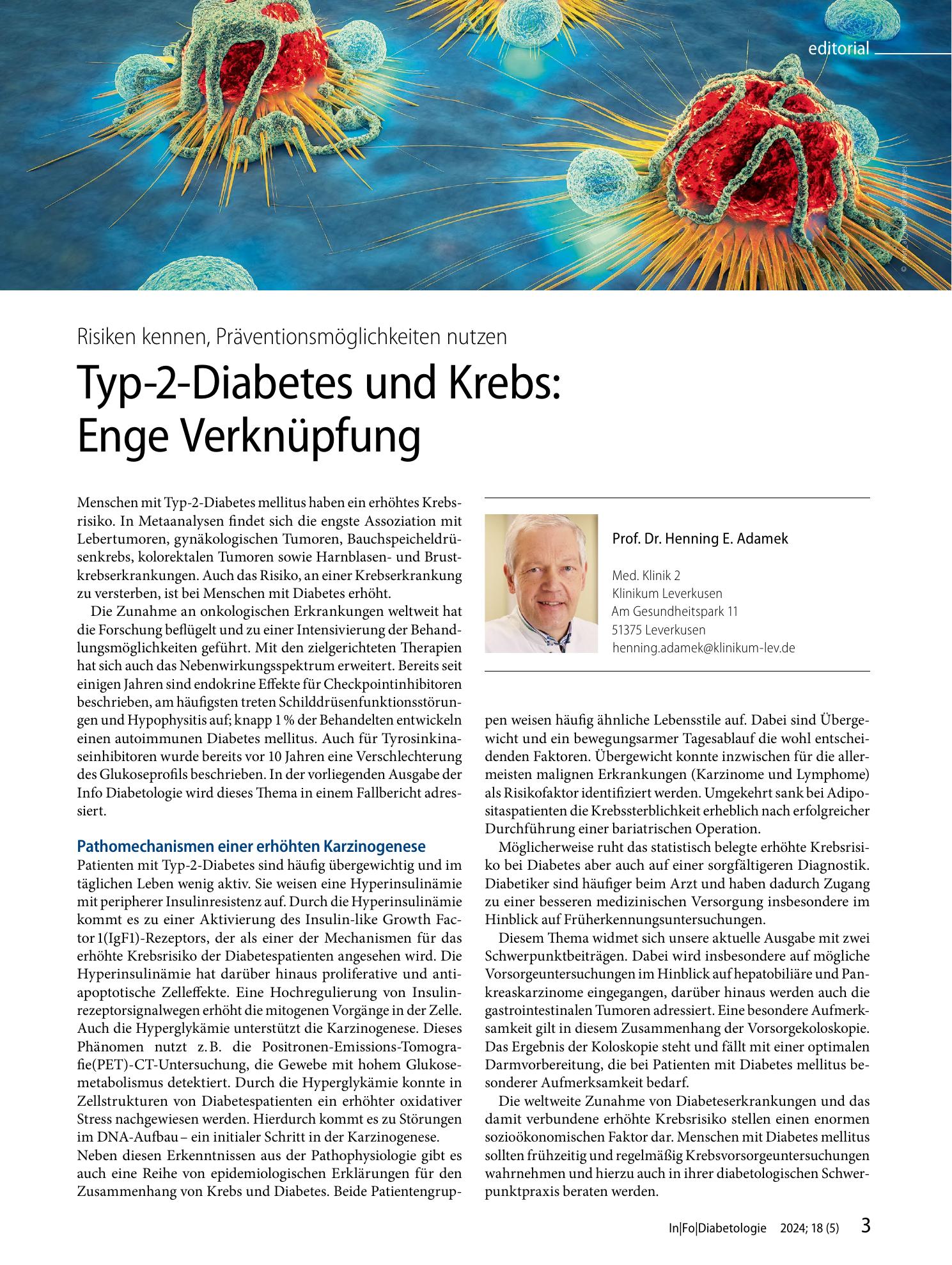 Vorschauseite 1: Typ-2-Diabetes und Krebs: Enge Verknüpfung