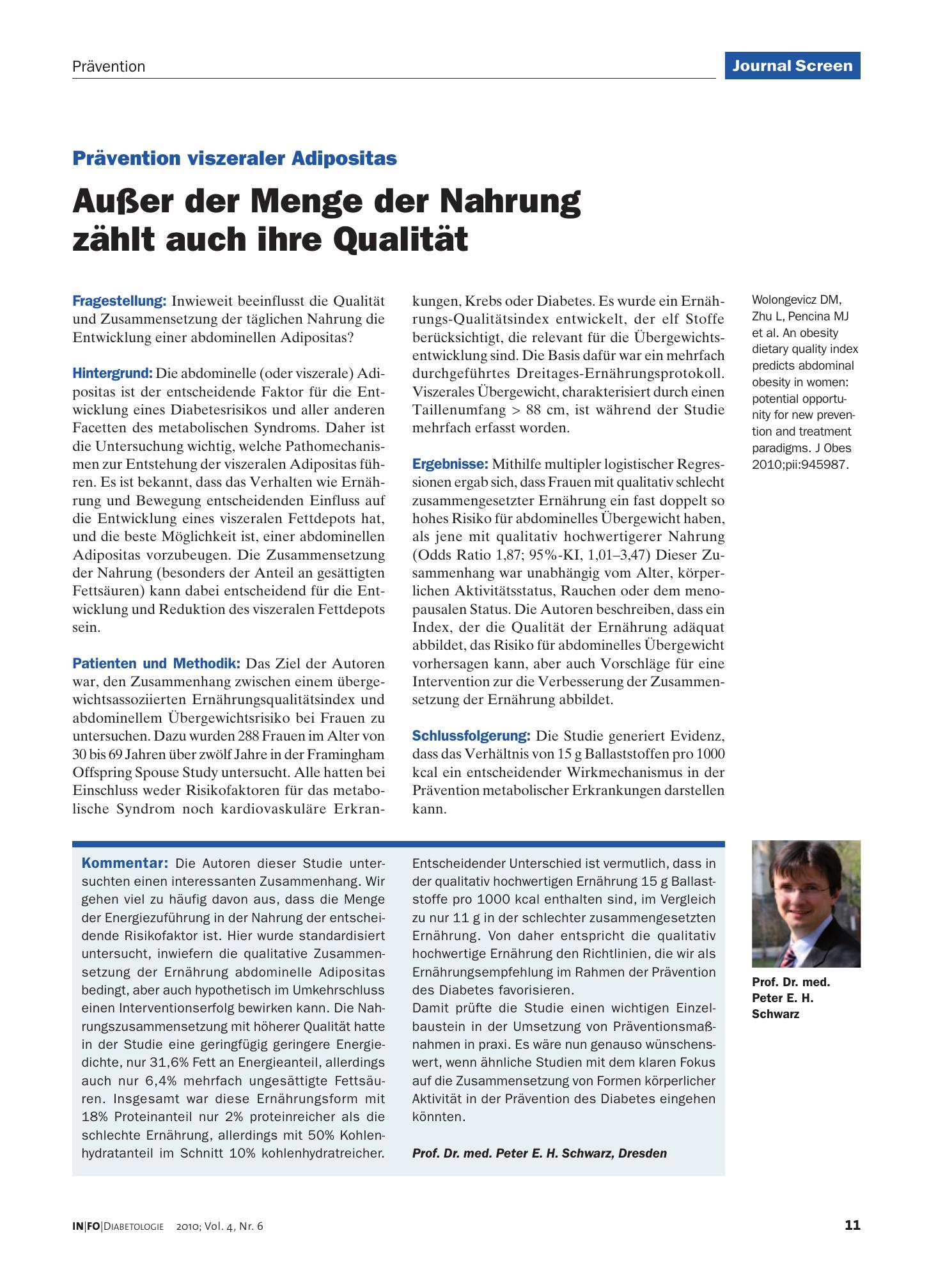 Vorschauseite 1: Außer der Menge der Nahrung zählt auch ihre Qualität