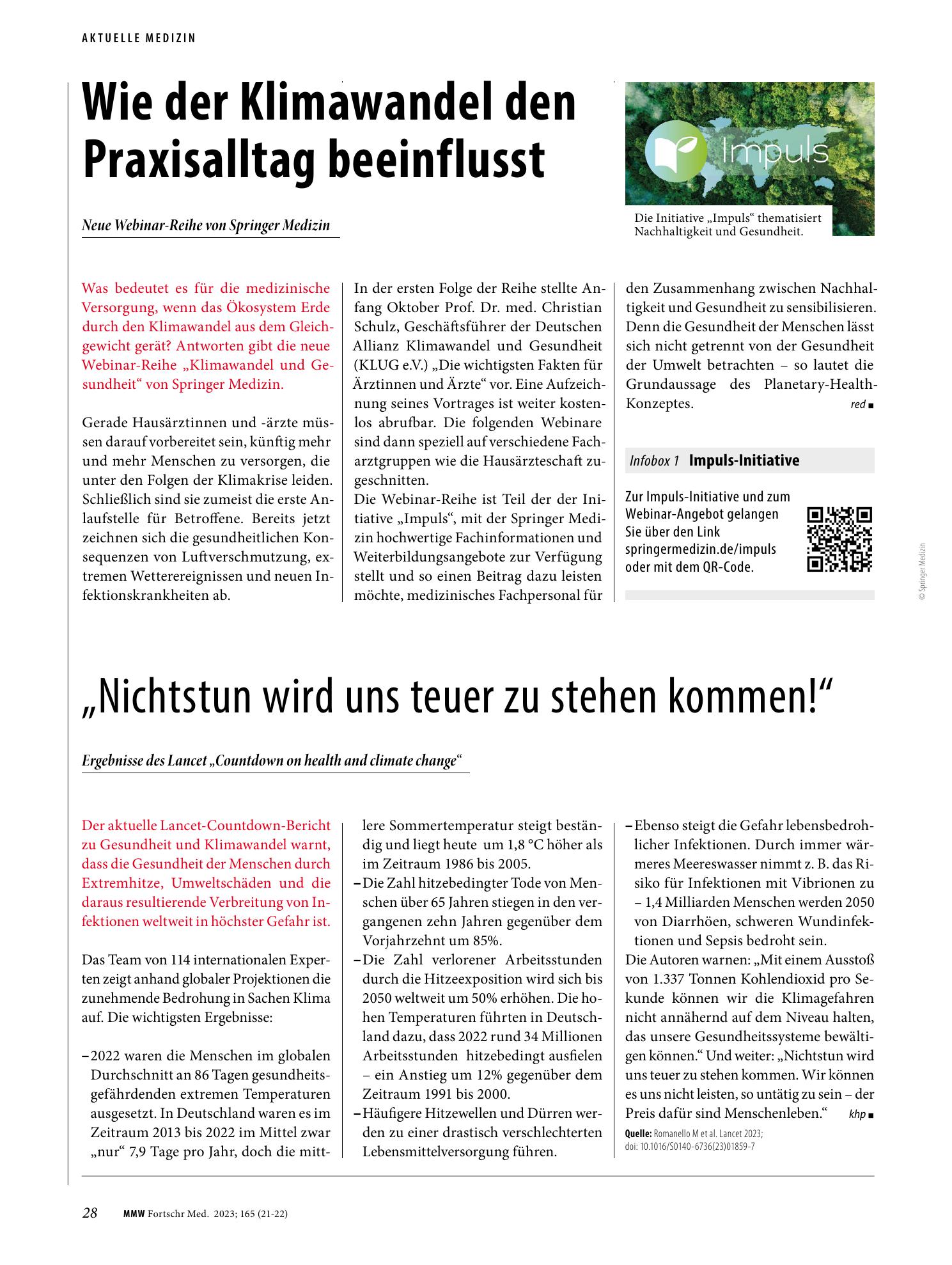 Vorschauseite 1: Wie der Klimawandel den Praxisalltag beeinflusst